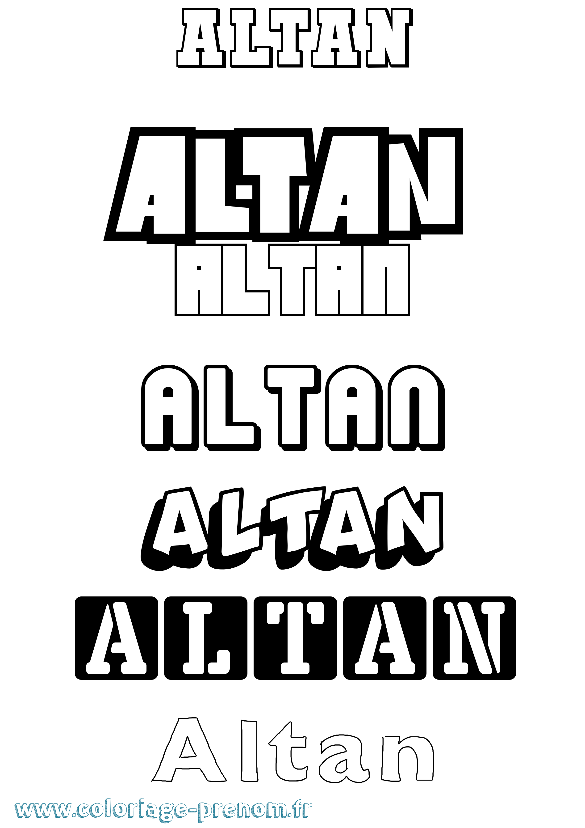 Coloriage prénom Altan Simple