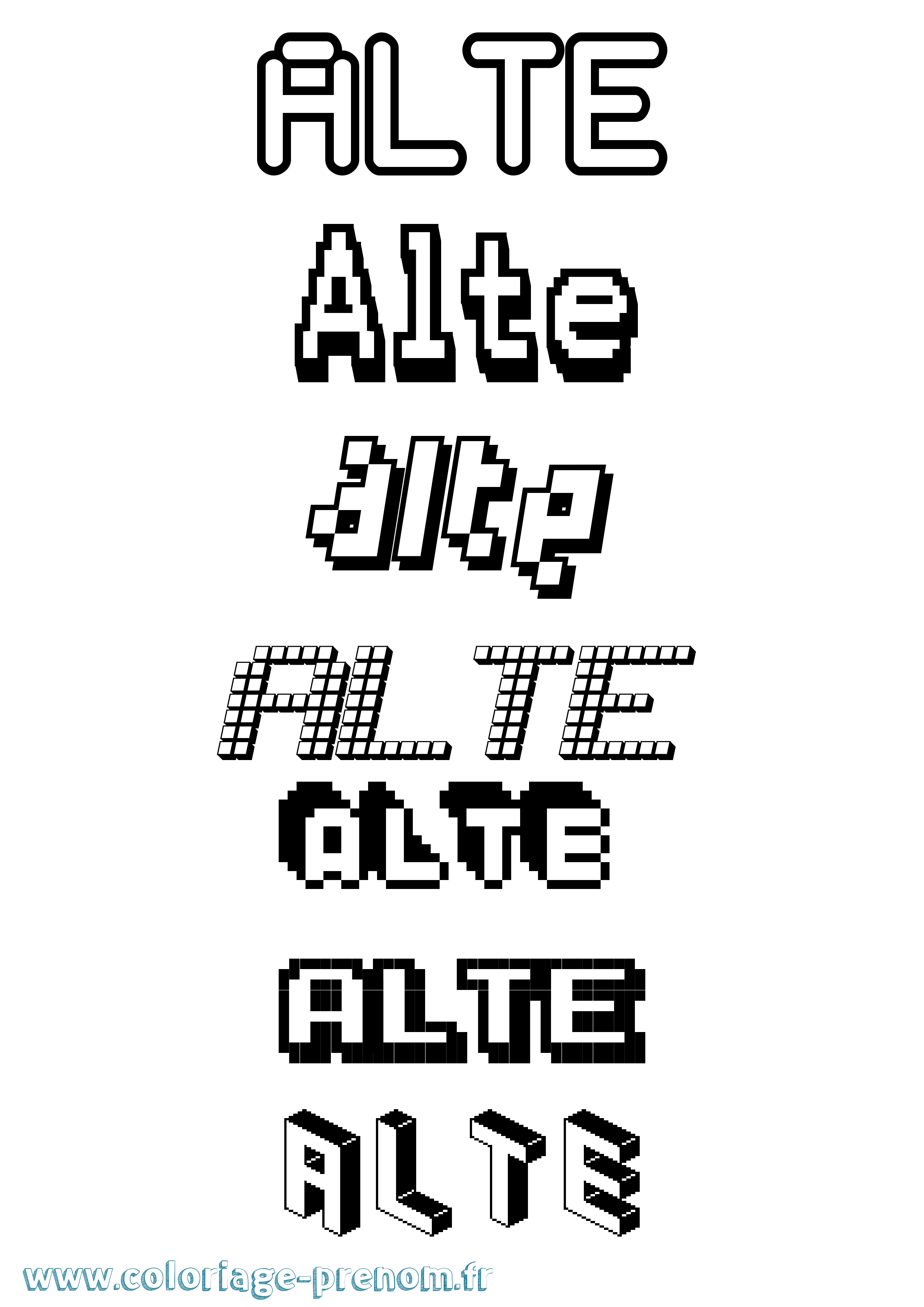 Coloriage prénom Alte Pixel