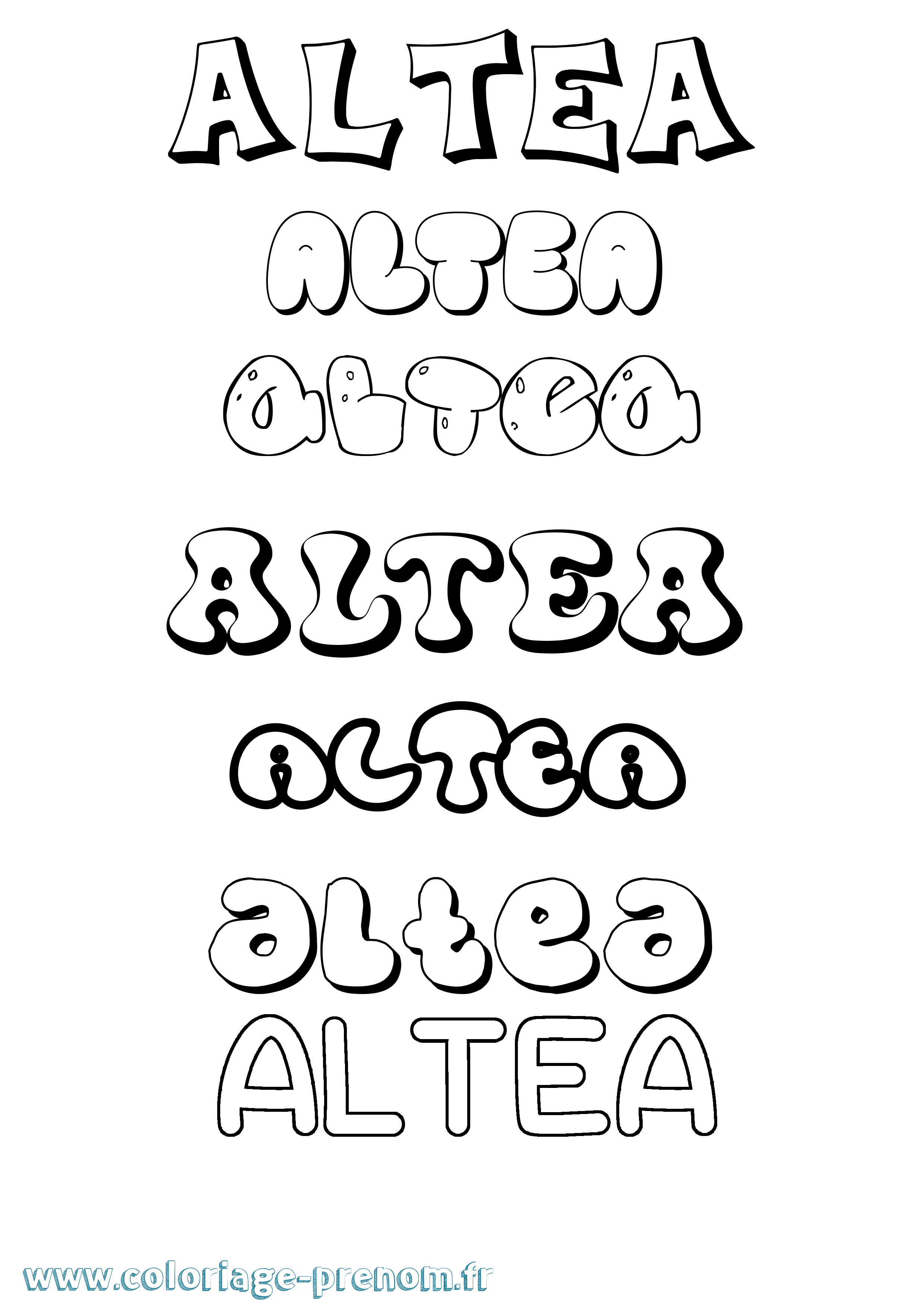 Coloriage Altea Bubble Coloriage prénom Altea Bubble