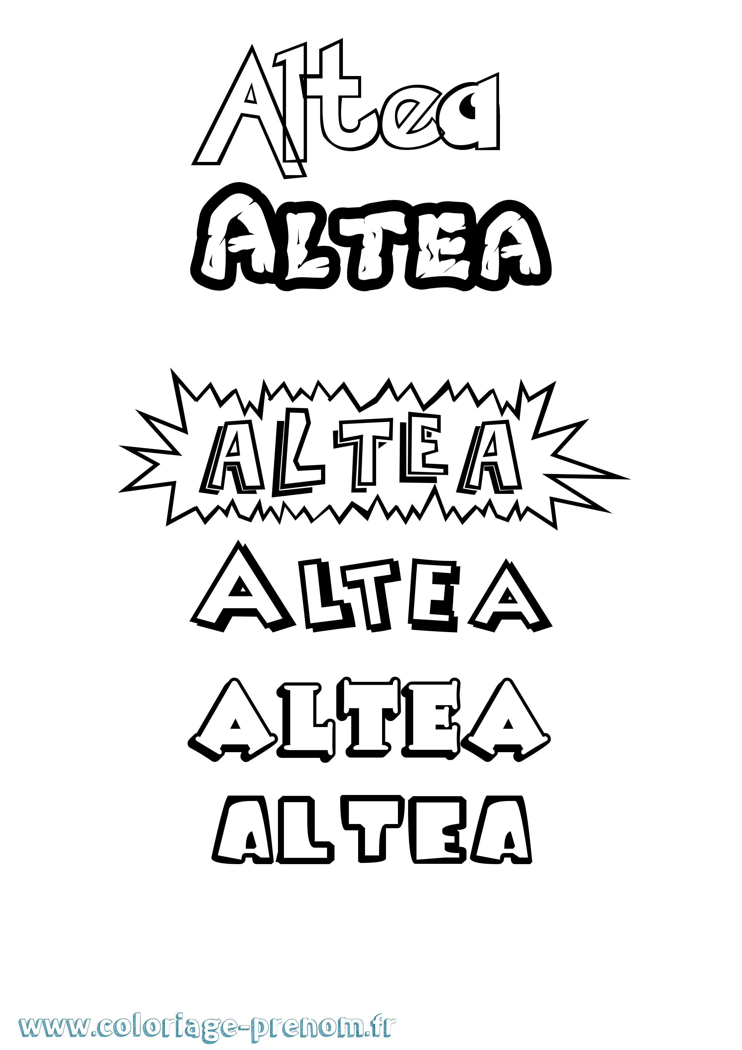 Coloriage Altea Dessin Animé Coloriage prénom Altea Dessin Animé