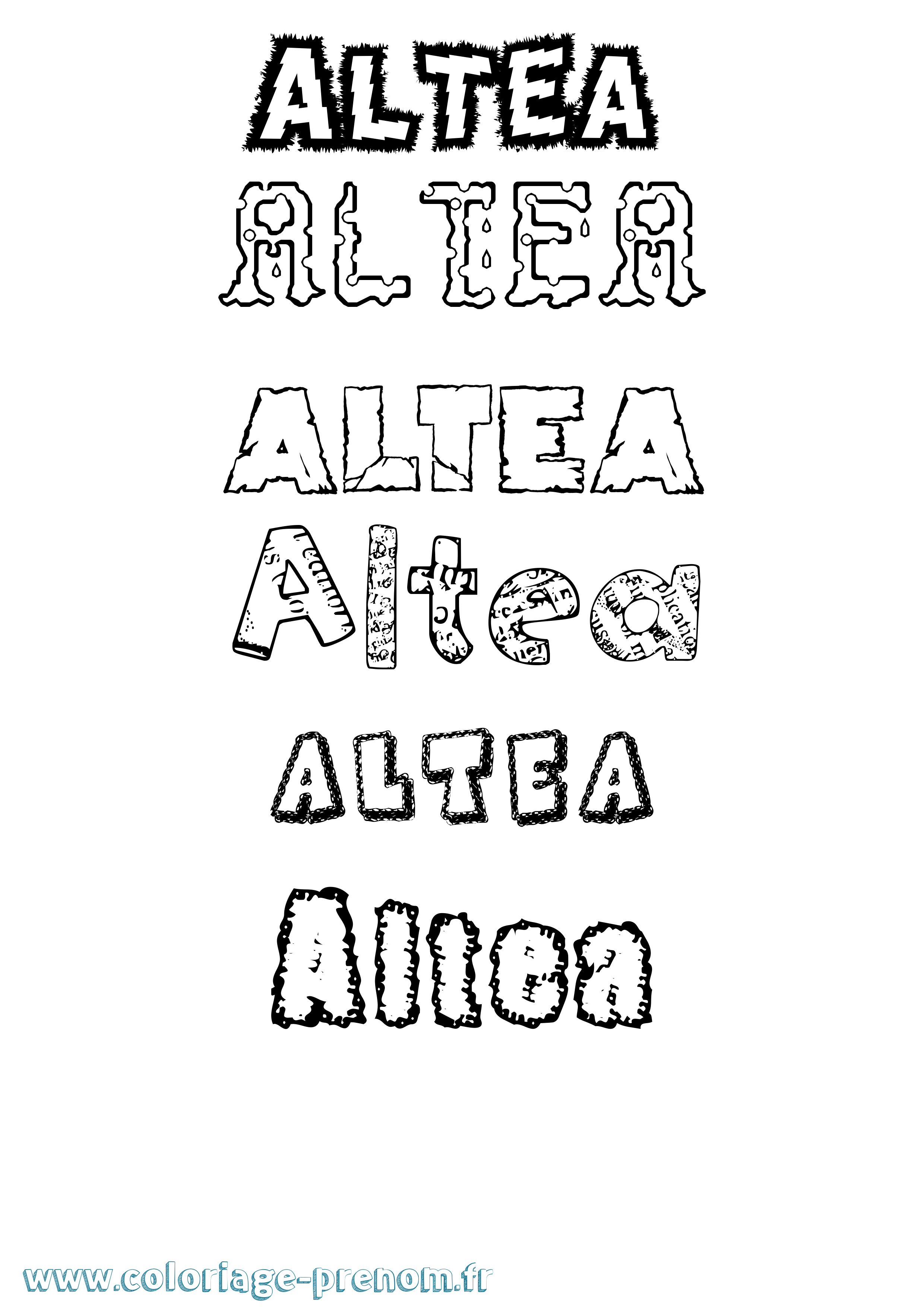 Coloriage Altea Destructuré Coloriage prénom Altea Destructuré