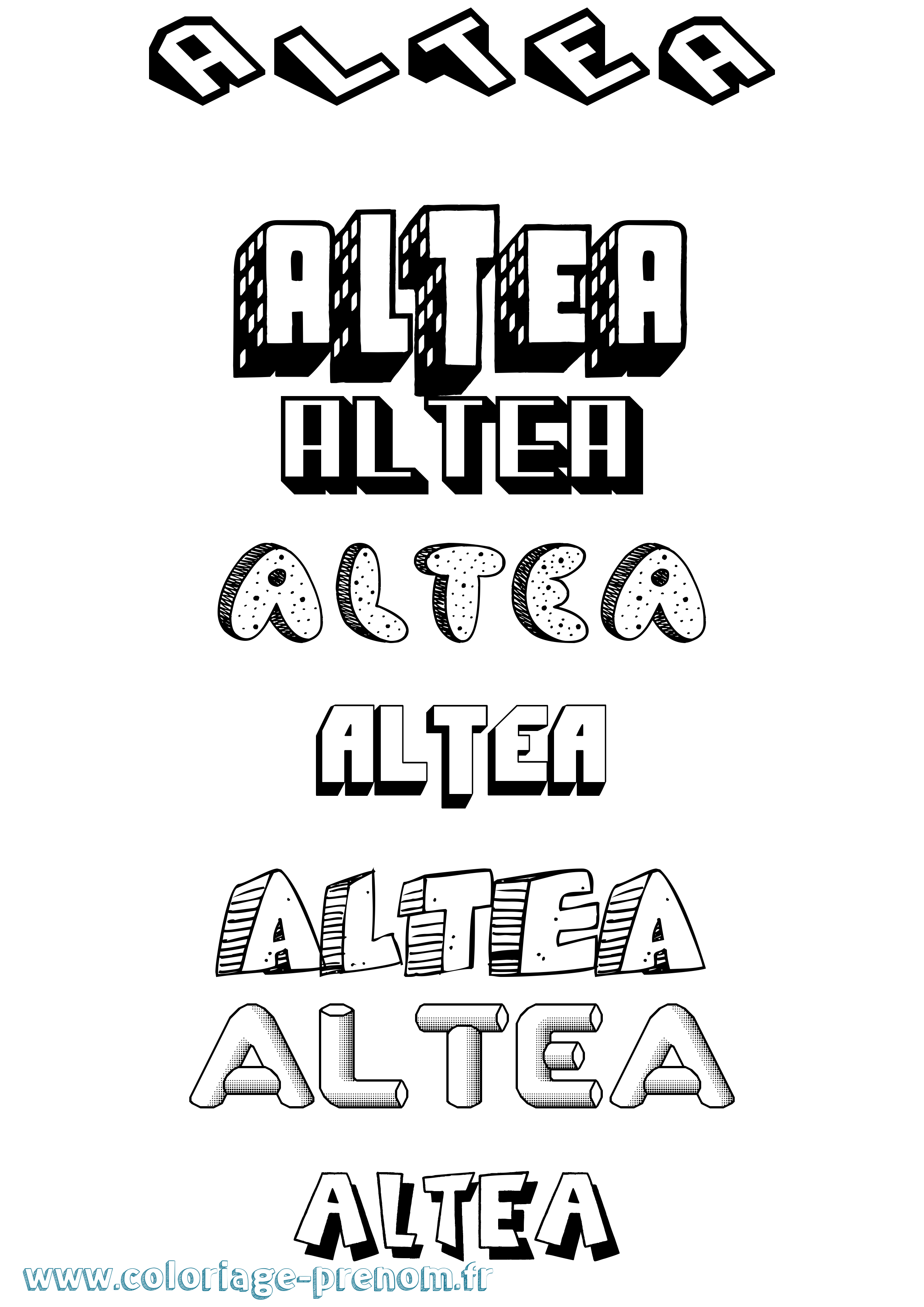 Coloriage Altea Effet 3D Coloriage prénom Altea Effet 3D