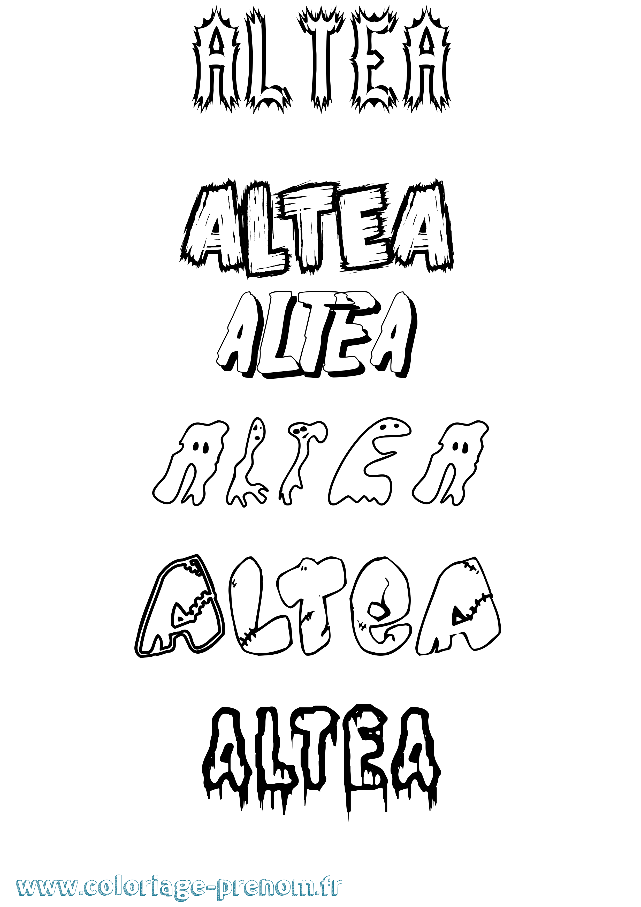 Coloriage Altea Frisson Coloriage prénom Altea Frisson
