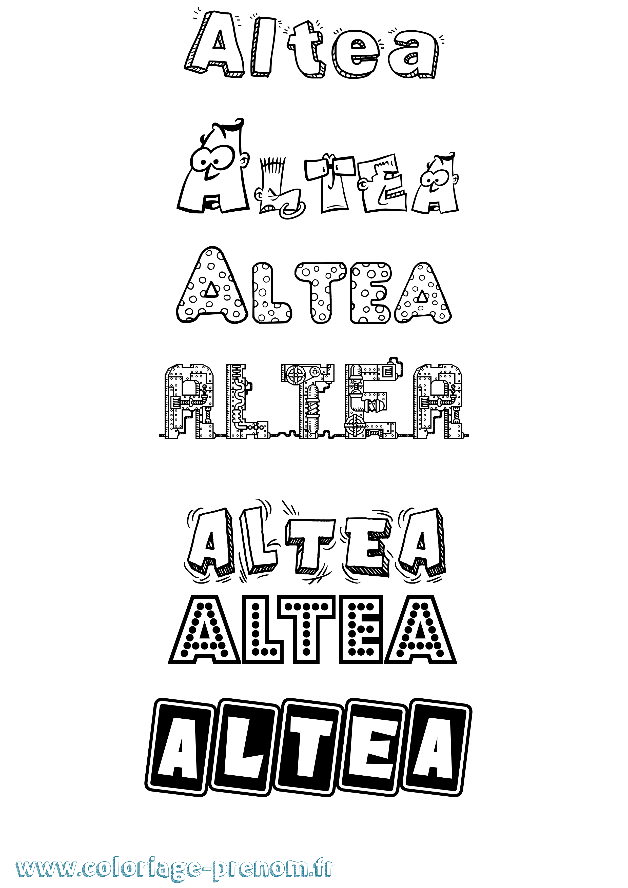 Coloriage Altea Fun Coloriage prénom Altea Fun