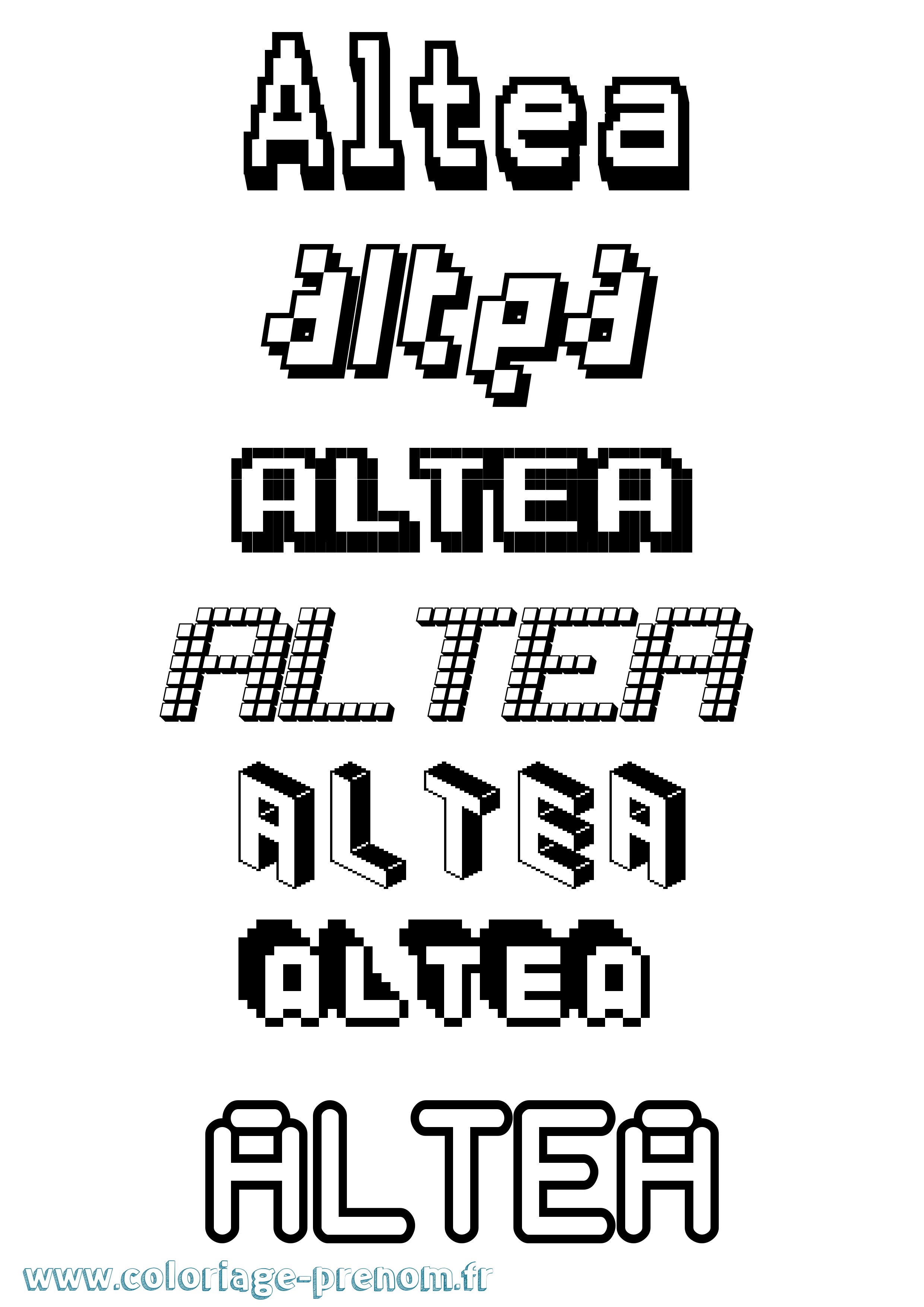 Coloriage Altea Pixel Coloriage prénom Altea Pixel