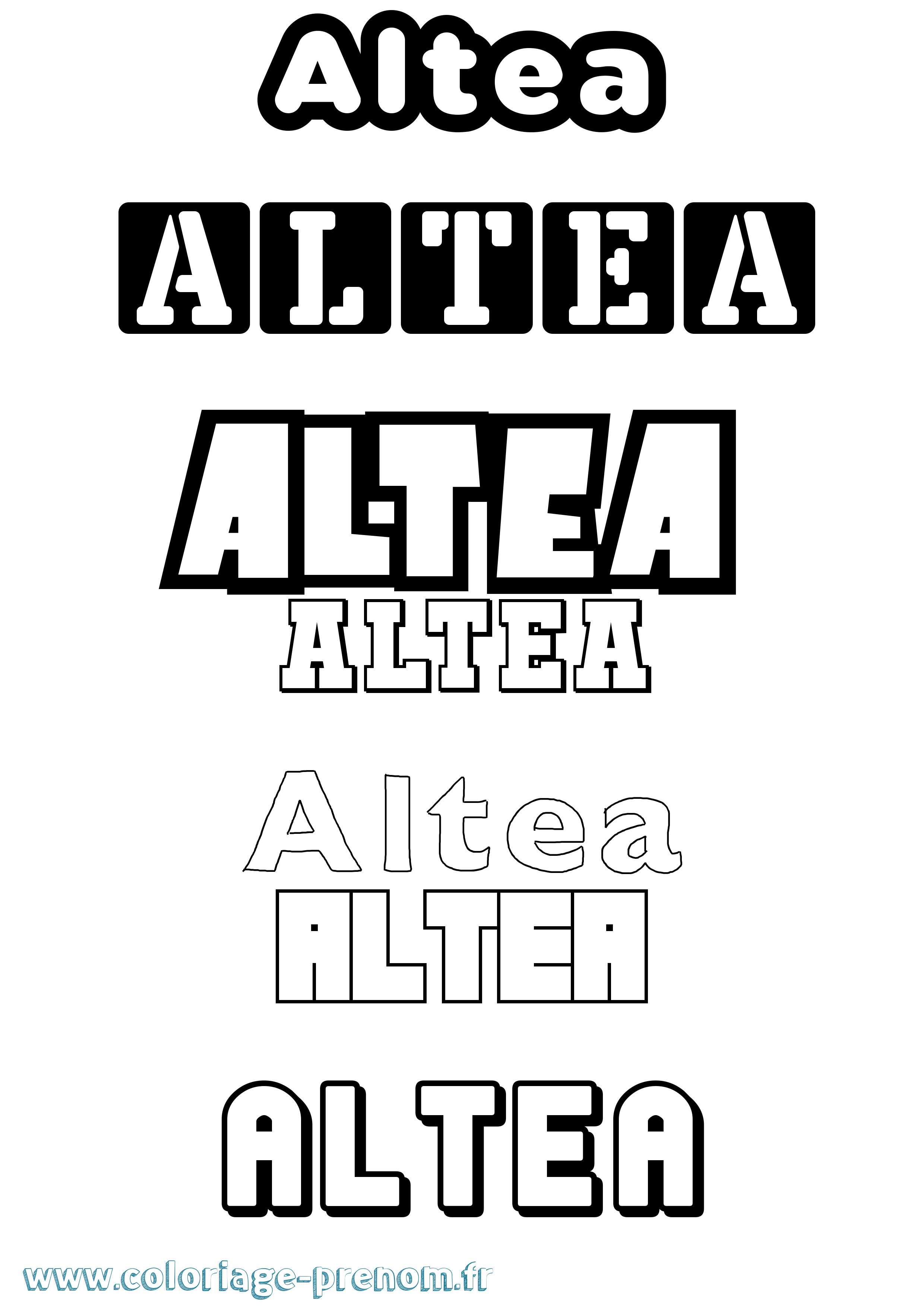 Coloriage Altea Simple Coloriage prénom Altea Simple
