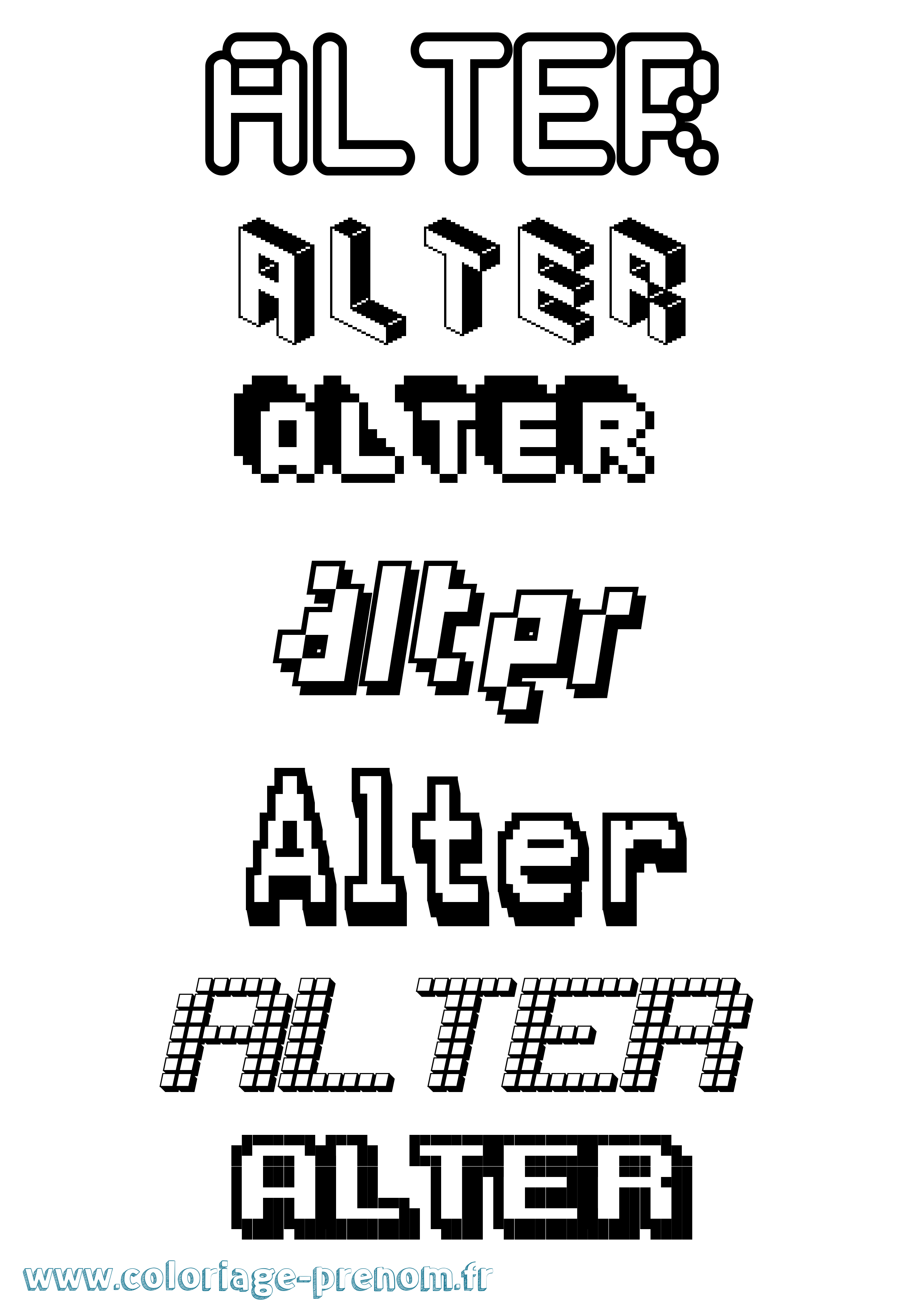 Coloriage prénom Alter Pixel