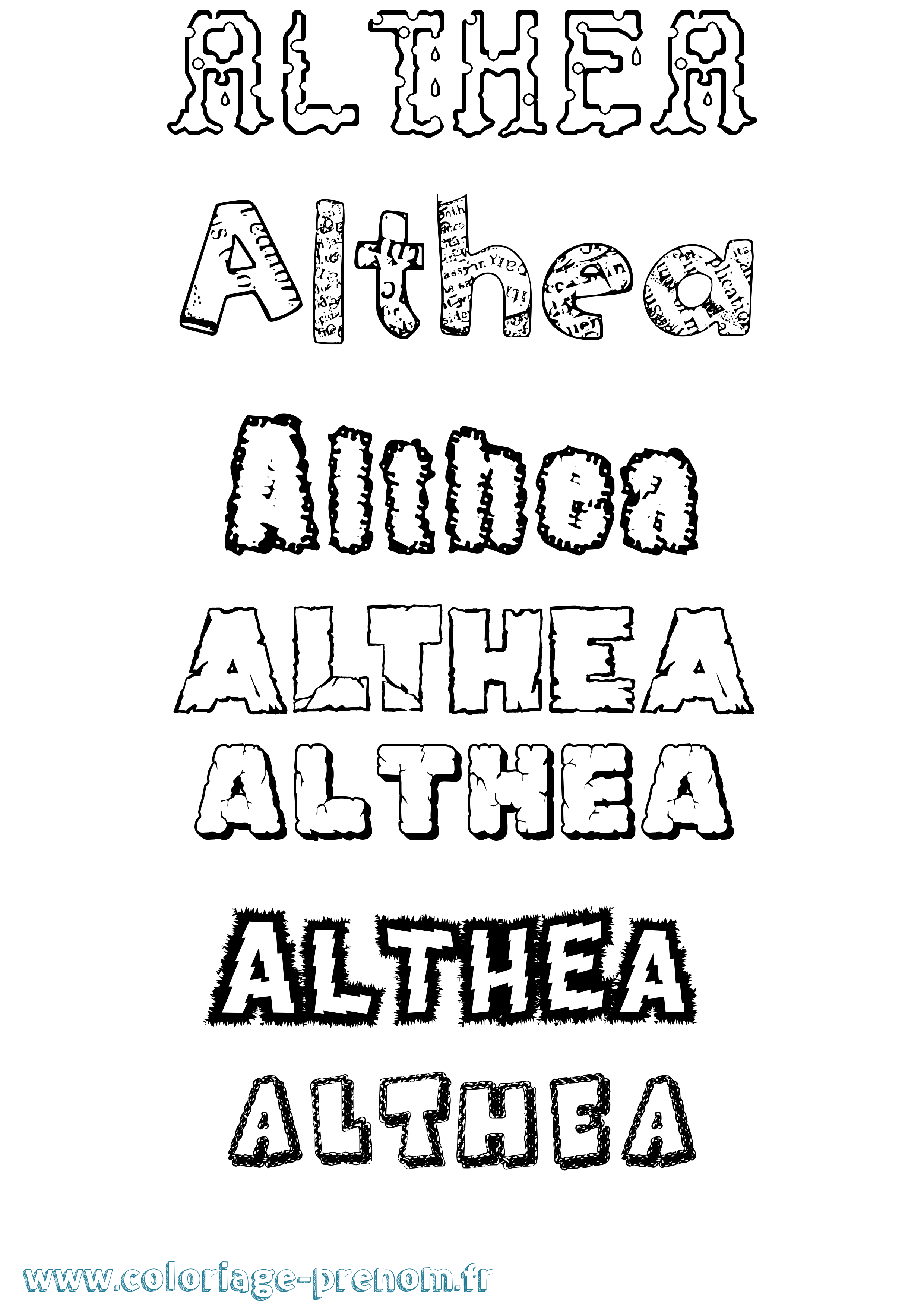 Coloriage prénom Althea Destructuré