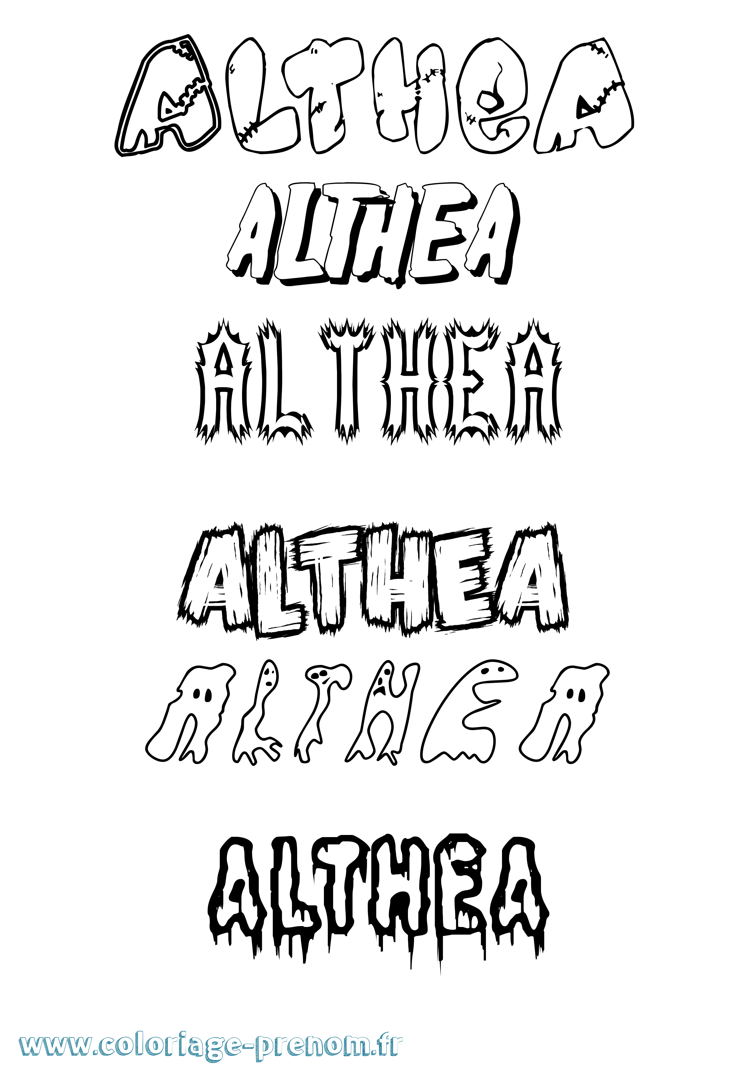 Coloriage prénom Althea Frisson