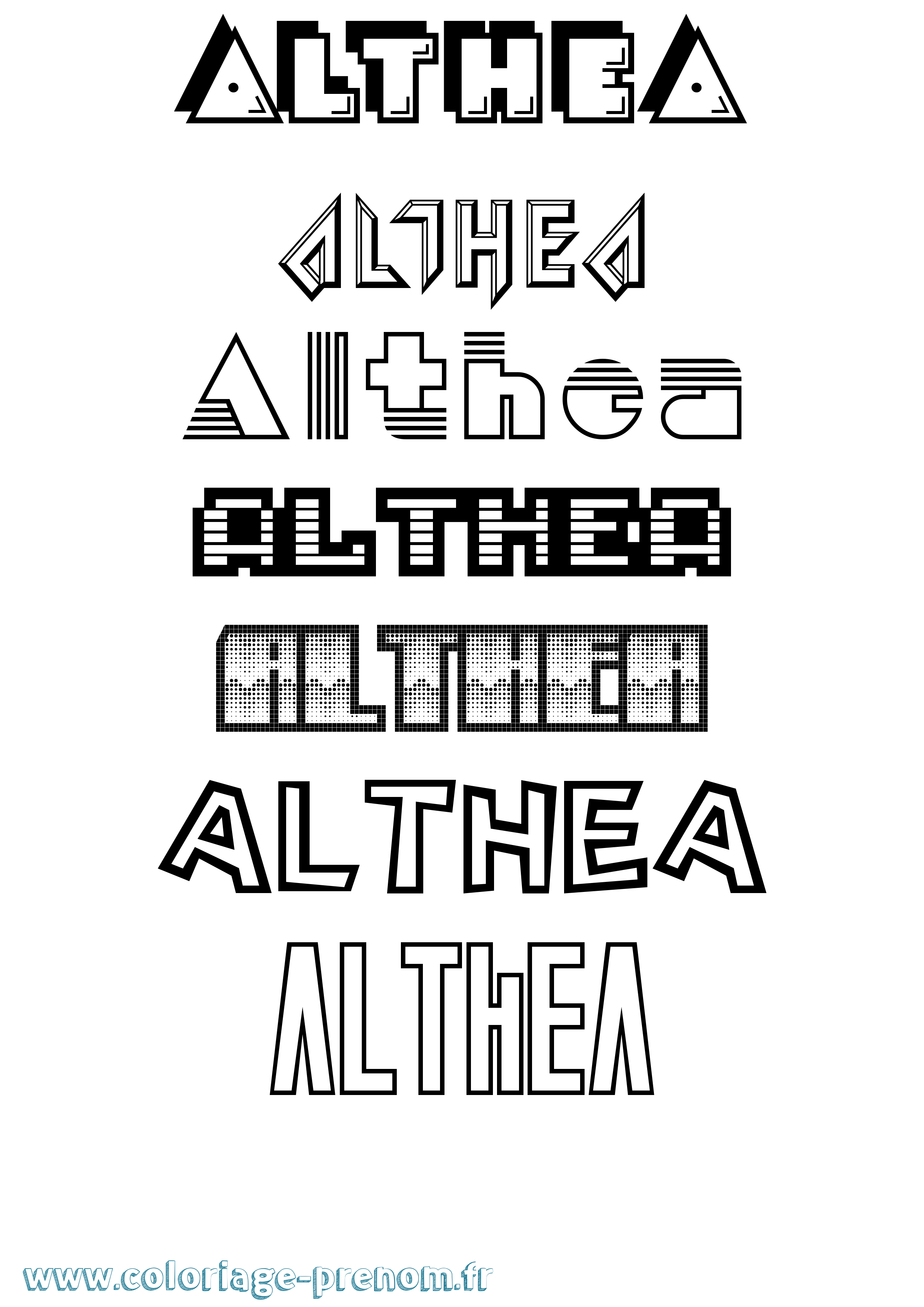 Coloriage prénom Althea Jeux Vidéos