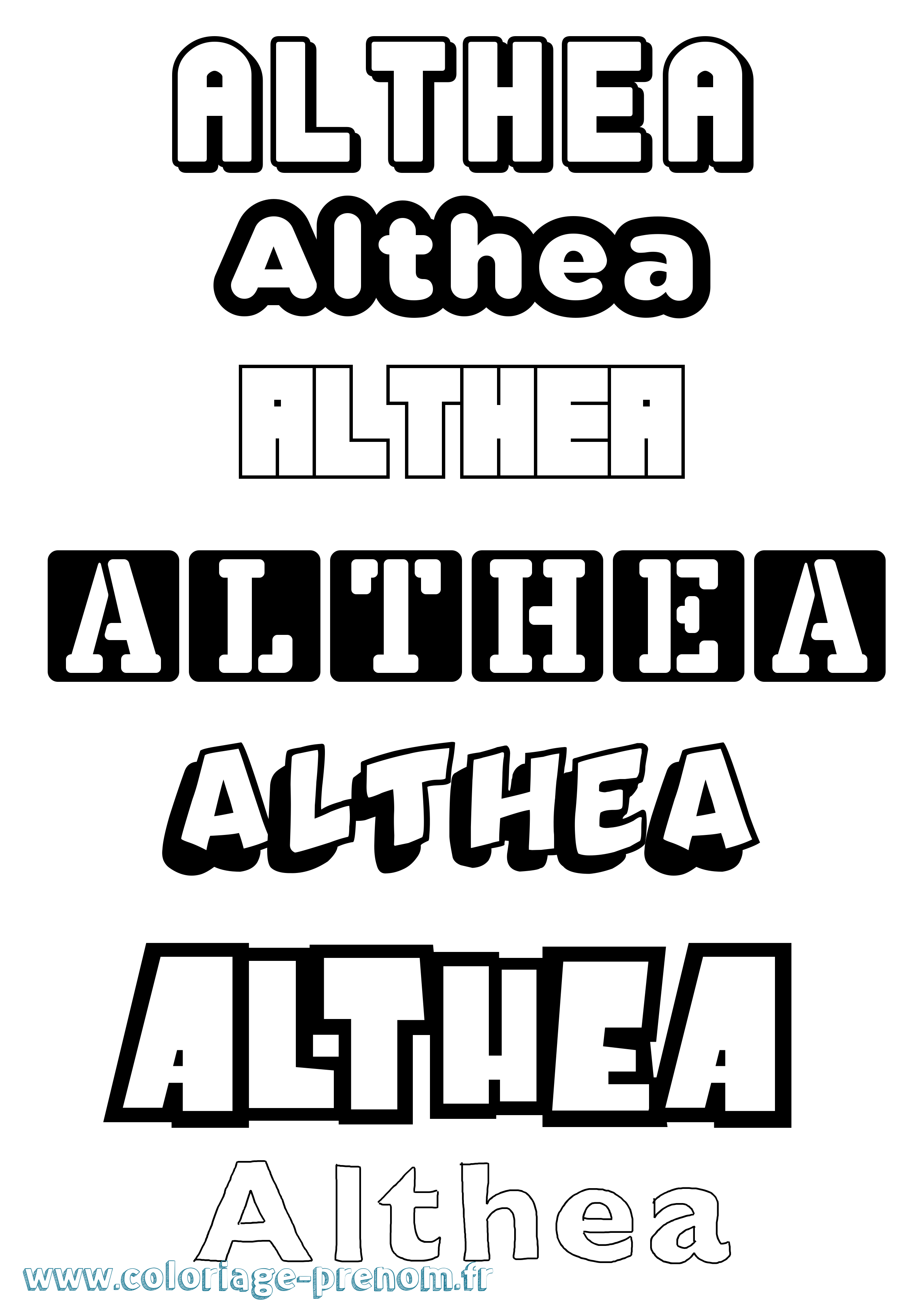 Coloriage prénom Althea Simple