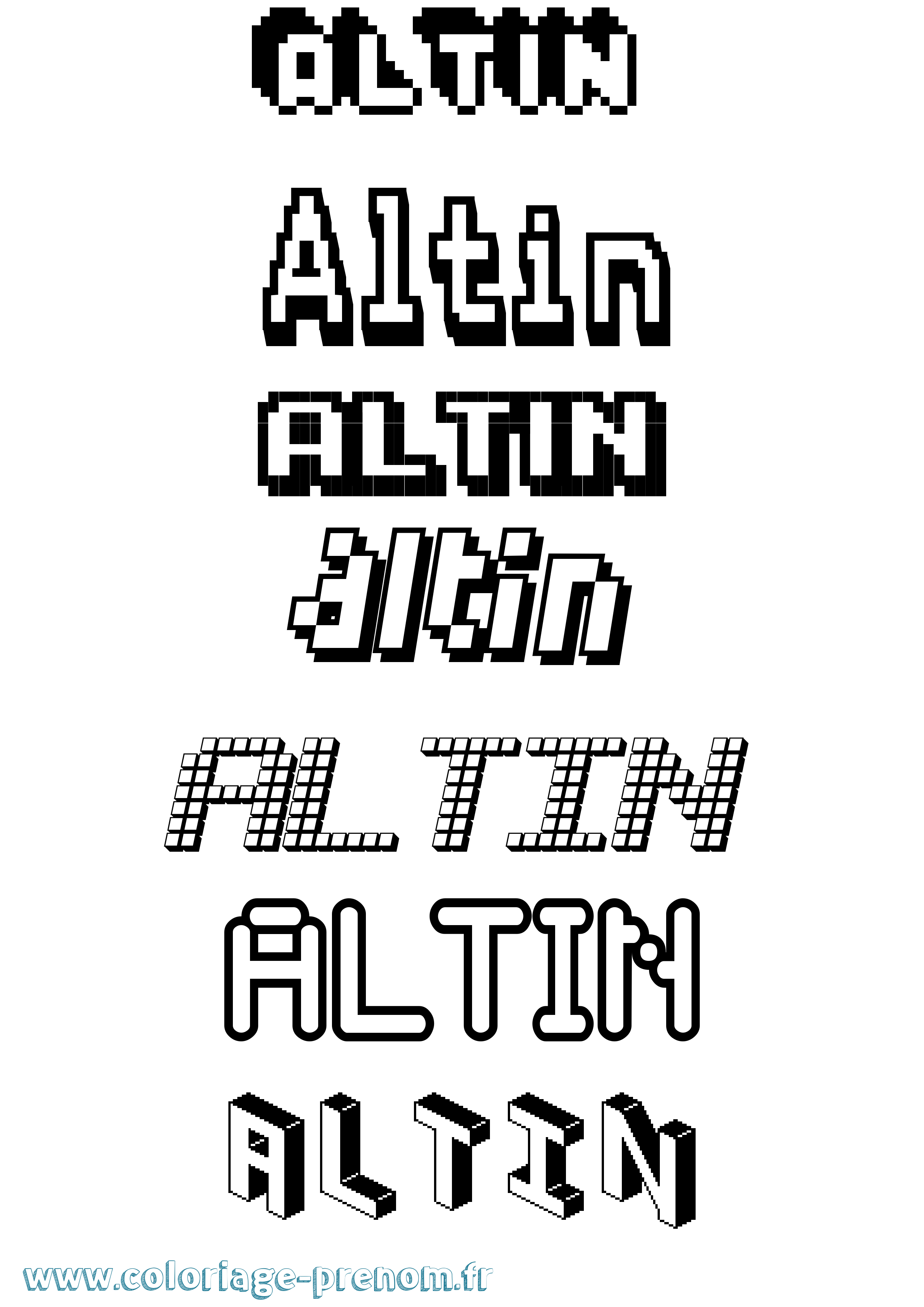 Coloriage prénom Altin Pixel