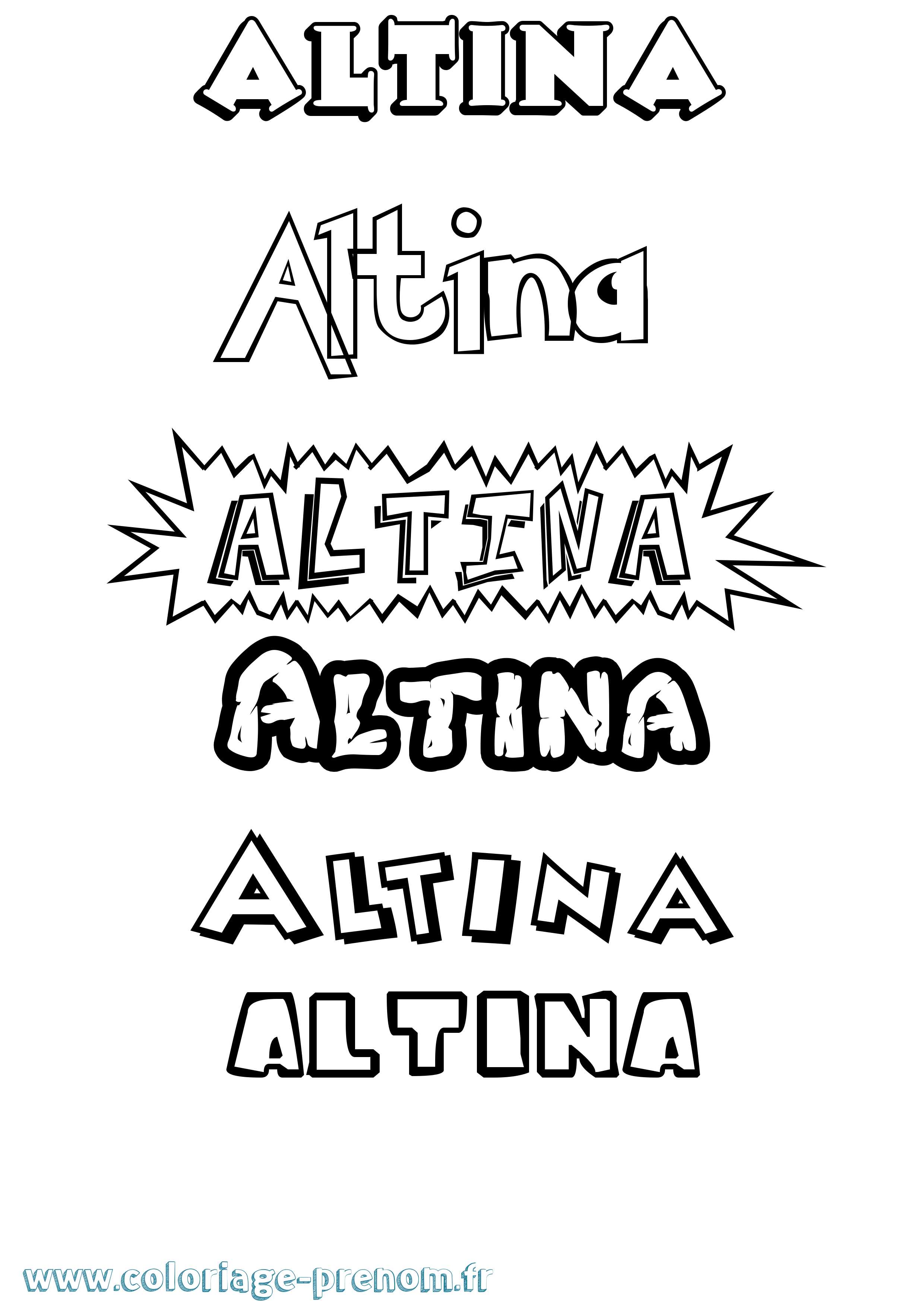 Coloriage Altina Dessin Animé Coloriage prénom Altina Dessin Animé
