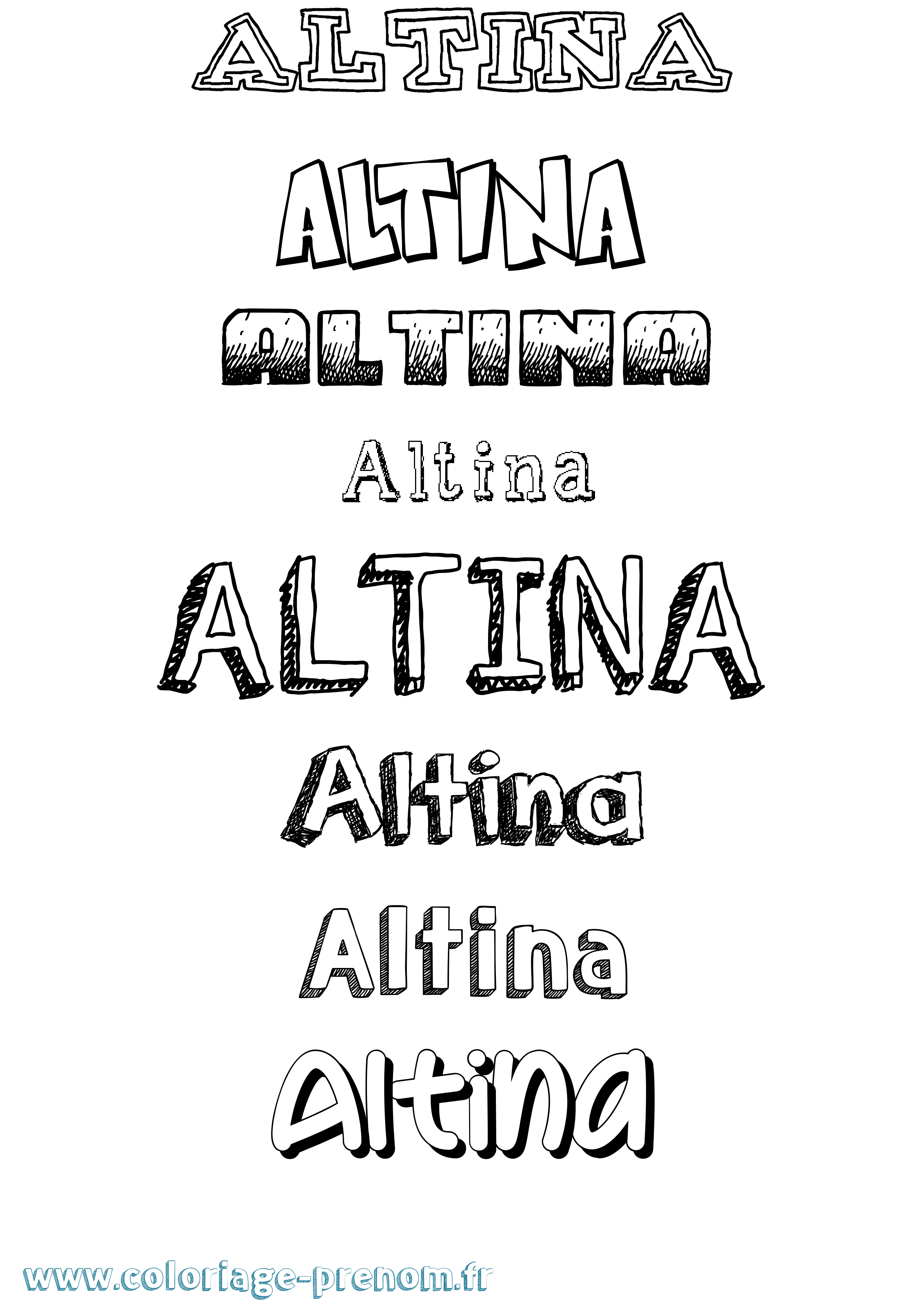 Coloriage Altina Dessiné Coloriage prénom Altina Dessiné