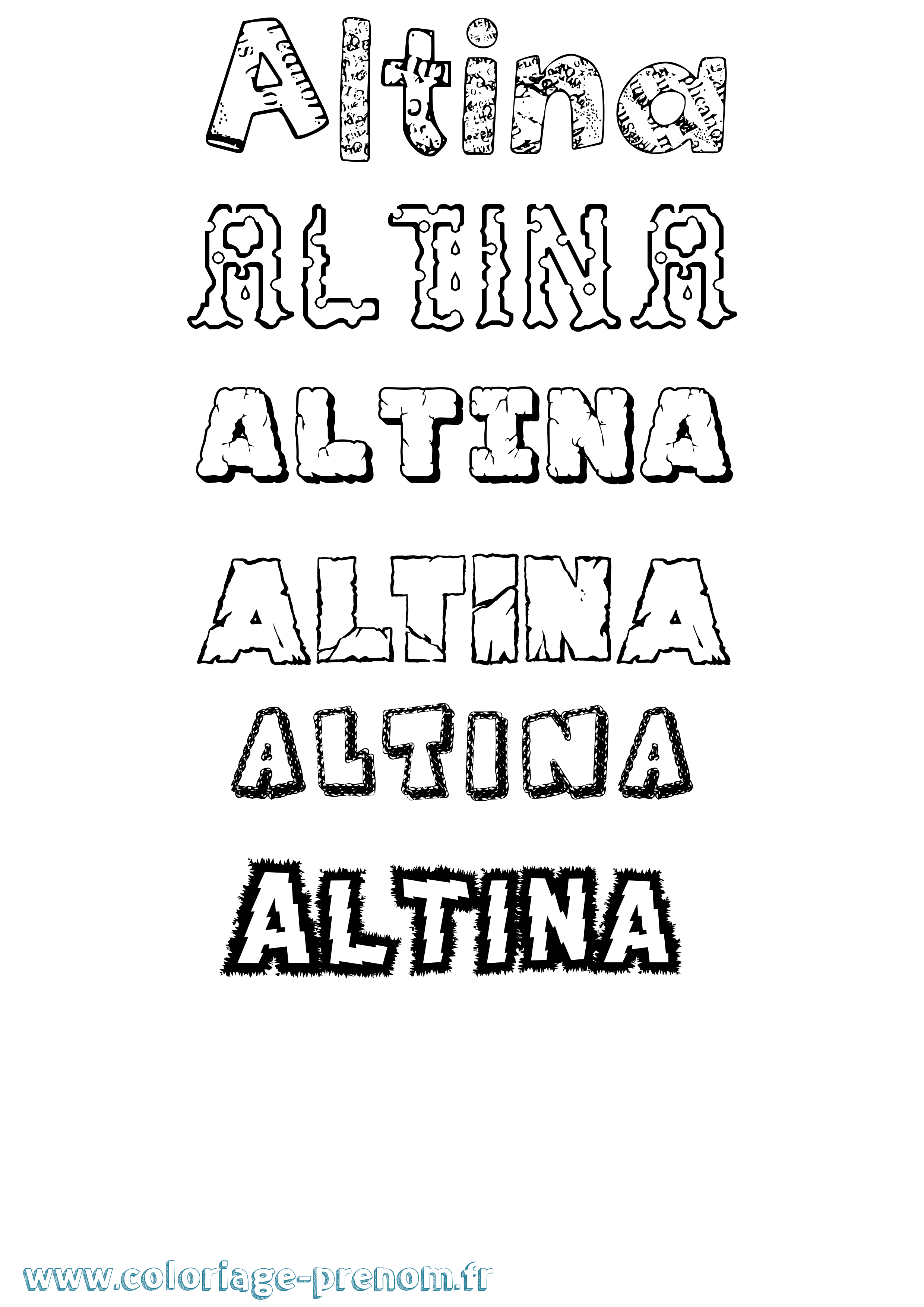 Coloriage Altina Destructuré Coloriage prénom Altina Destructuré