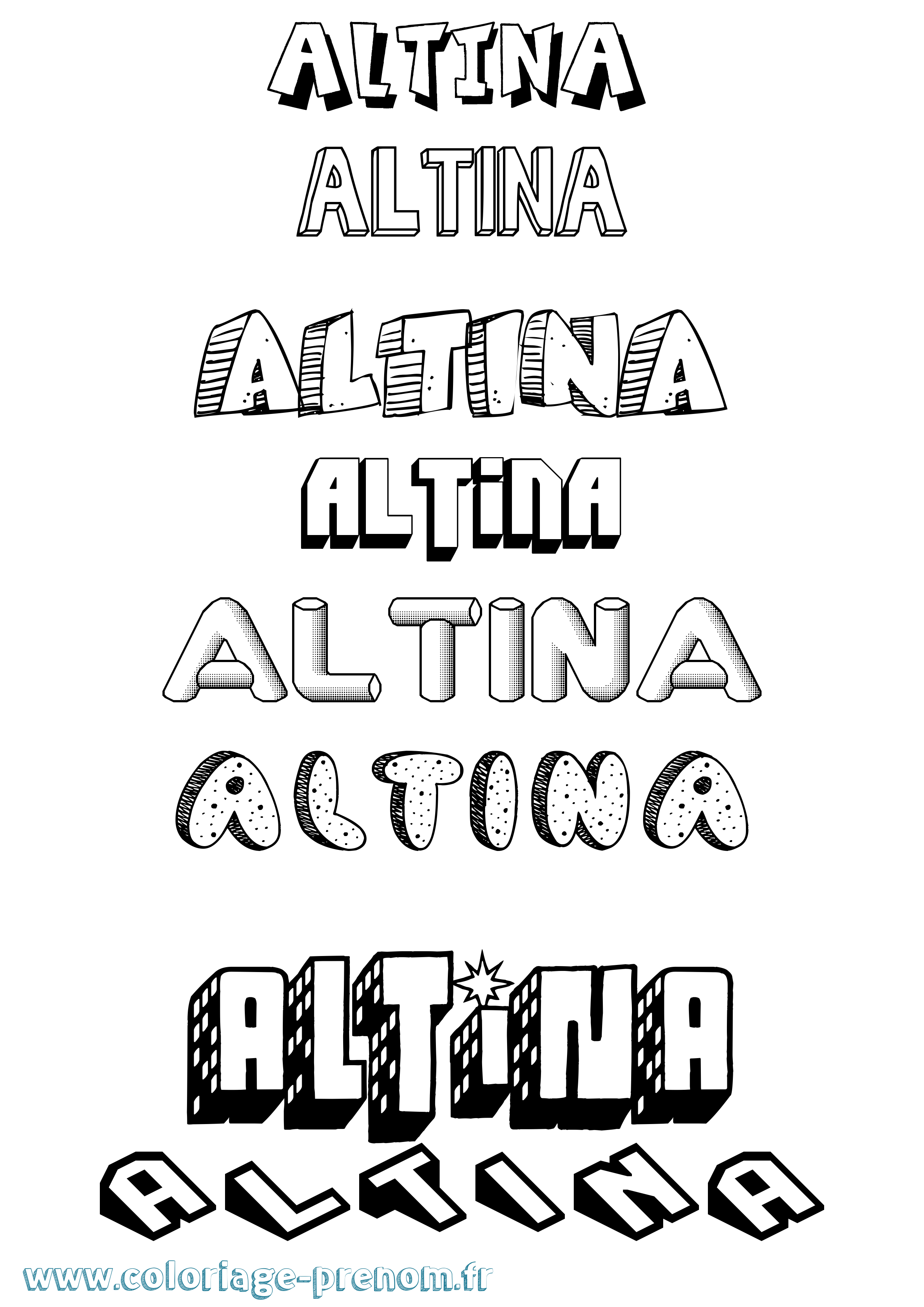 Coloriage Altina Effet 3D Coloriage prénom Altina Effet 3D