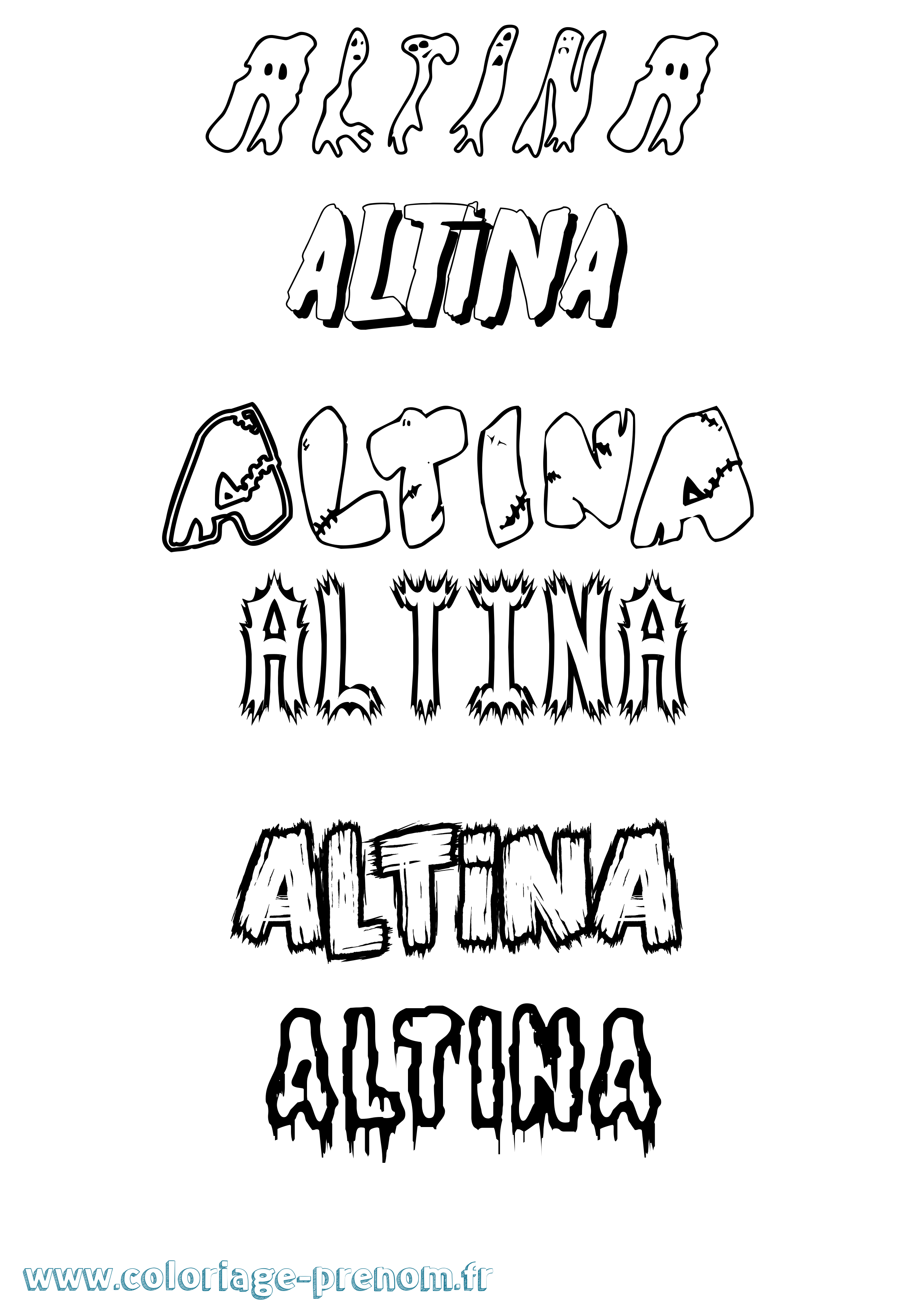 Coloriage Altina Frisson Coloriage prénom Altina Frisson