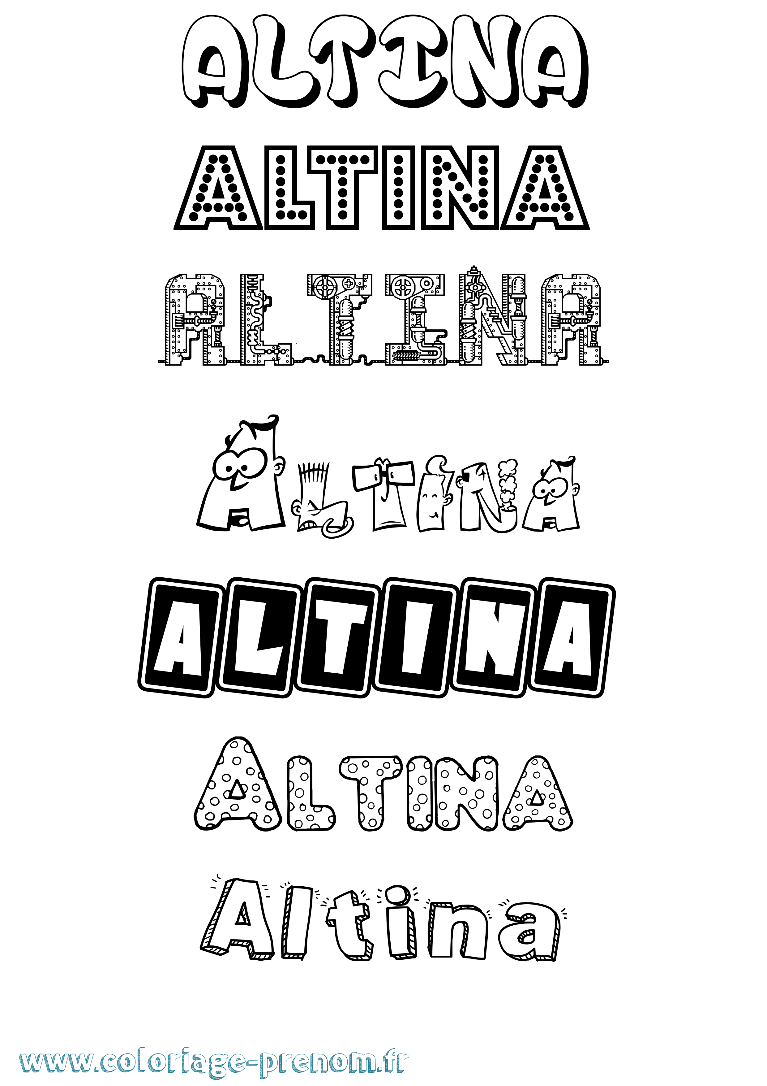 Coloriage Altina Fun Coloriage prénom Altina Fun