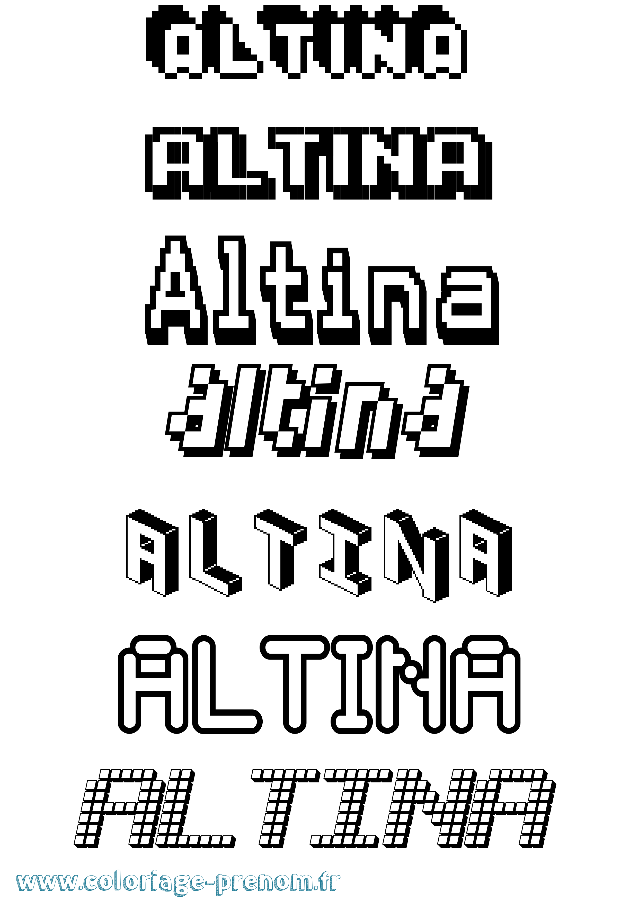 Coloriage Altina Pixel Coloriage prénom Altina Pixel