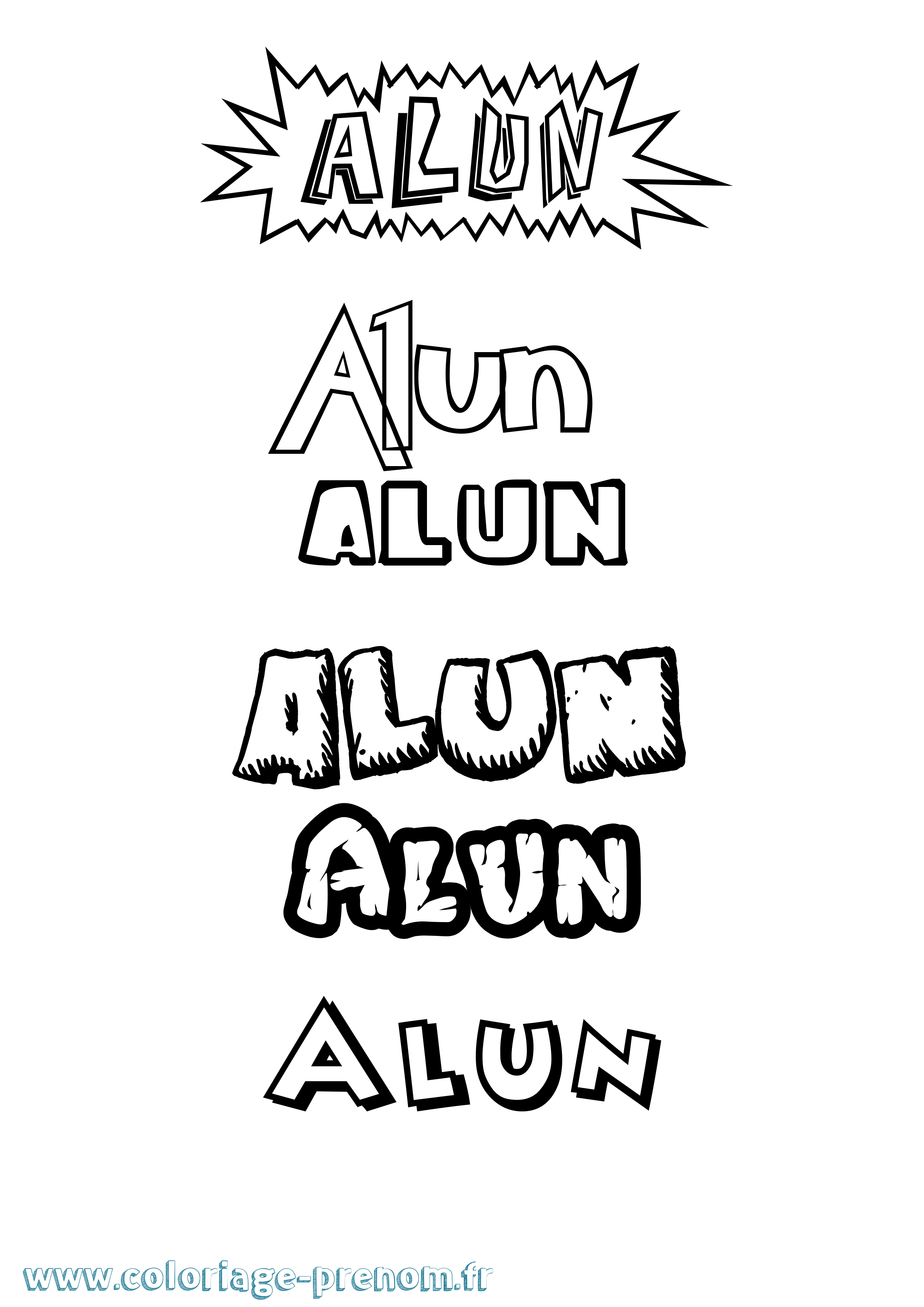 Coloriage prénom Alun Dessin Animé