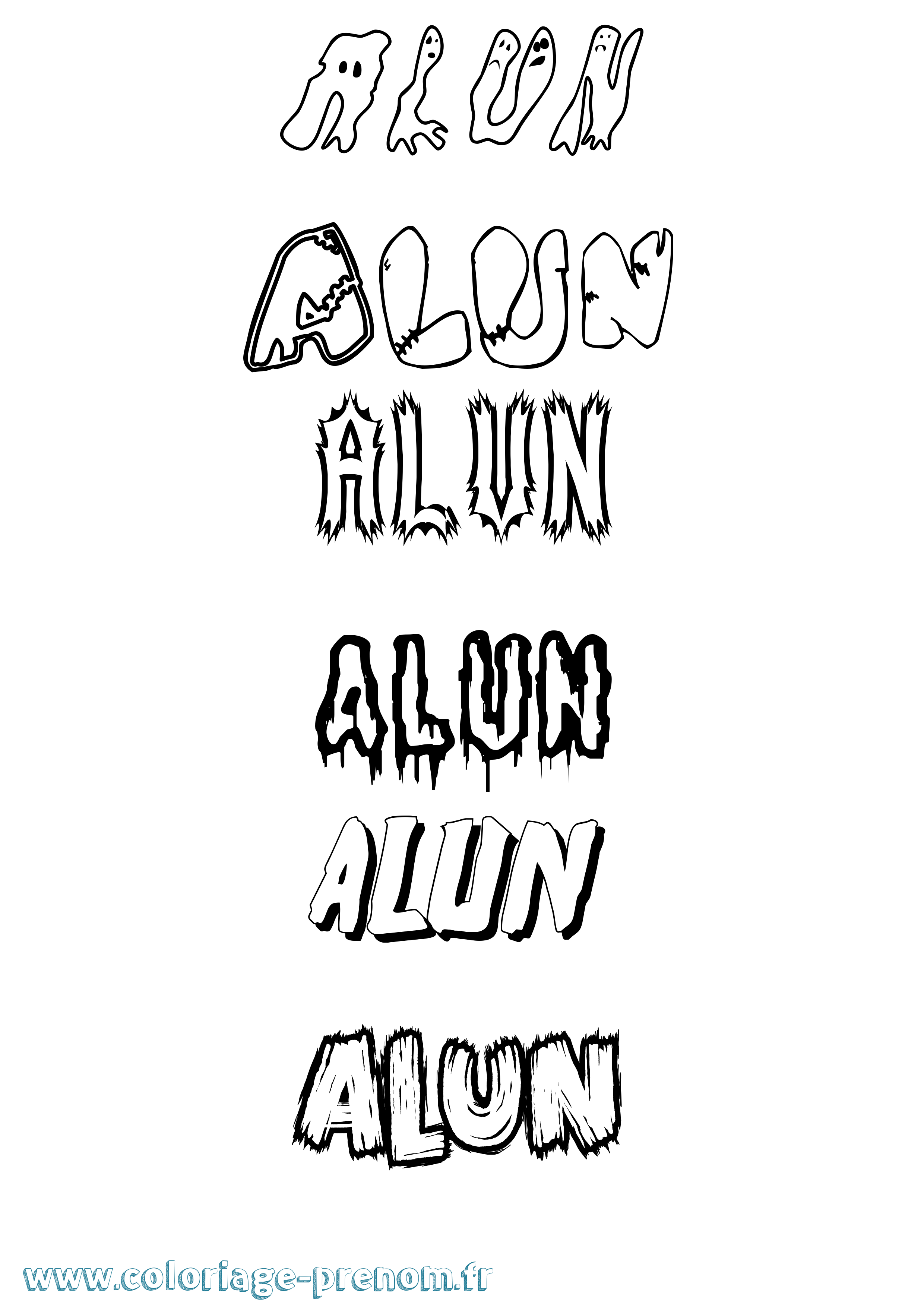 Coloriage prénom Alun Frisson