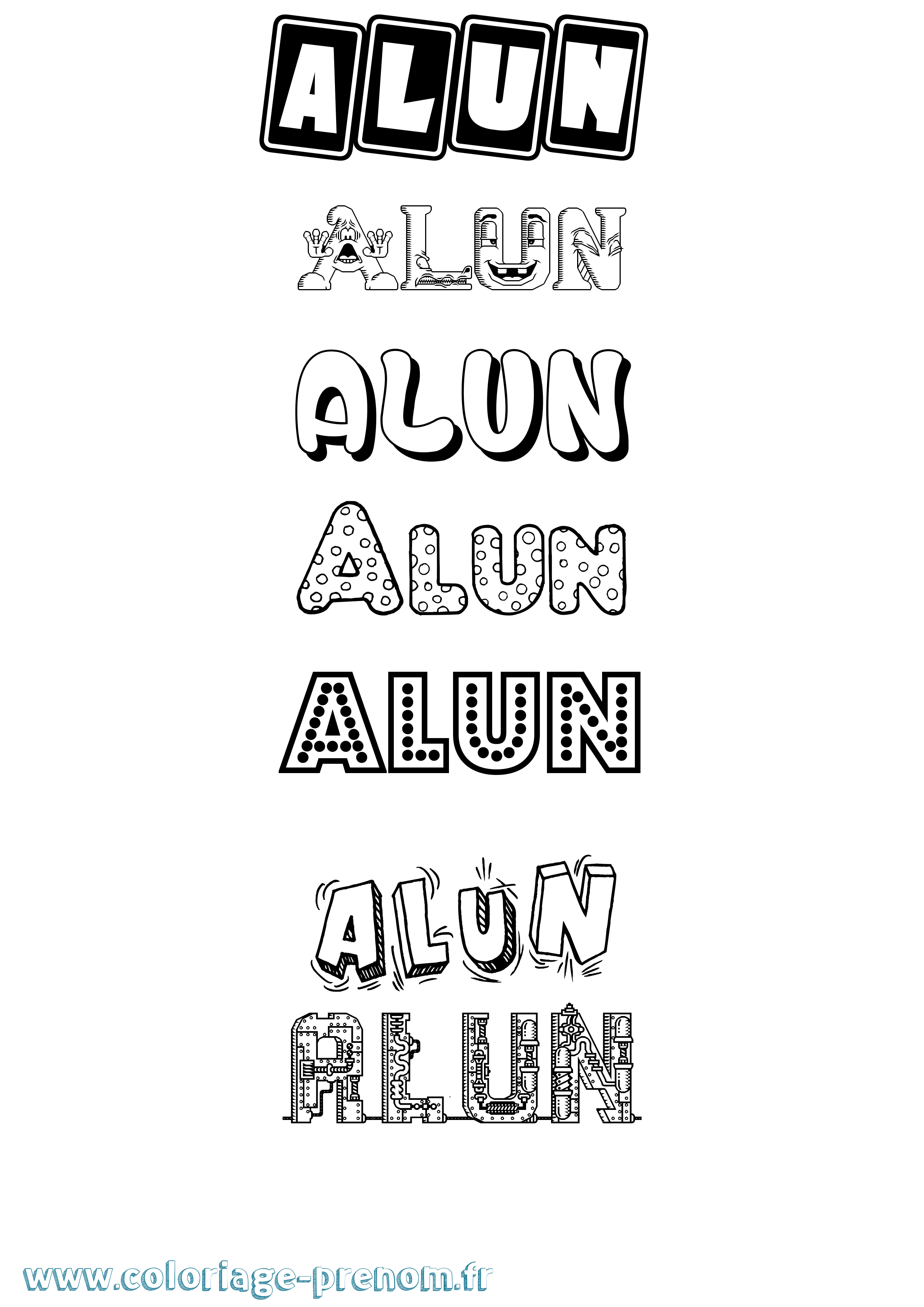 Coloriage prénom Alun Fun