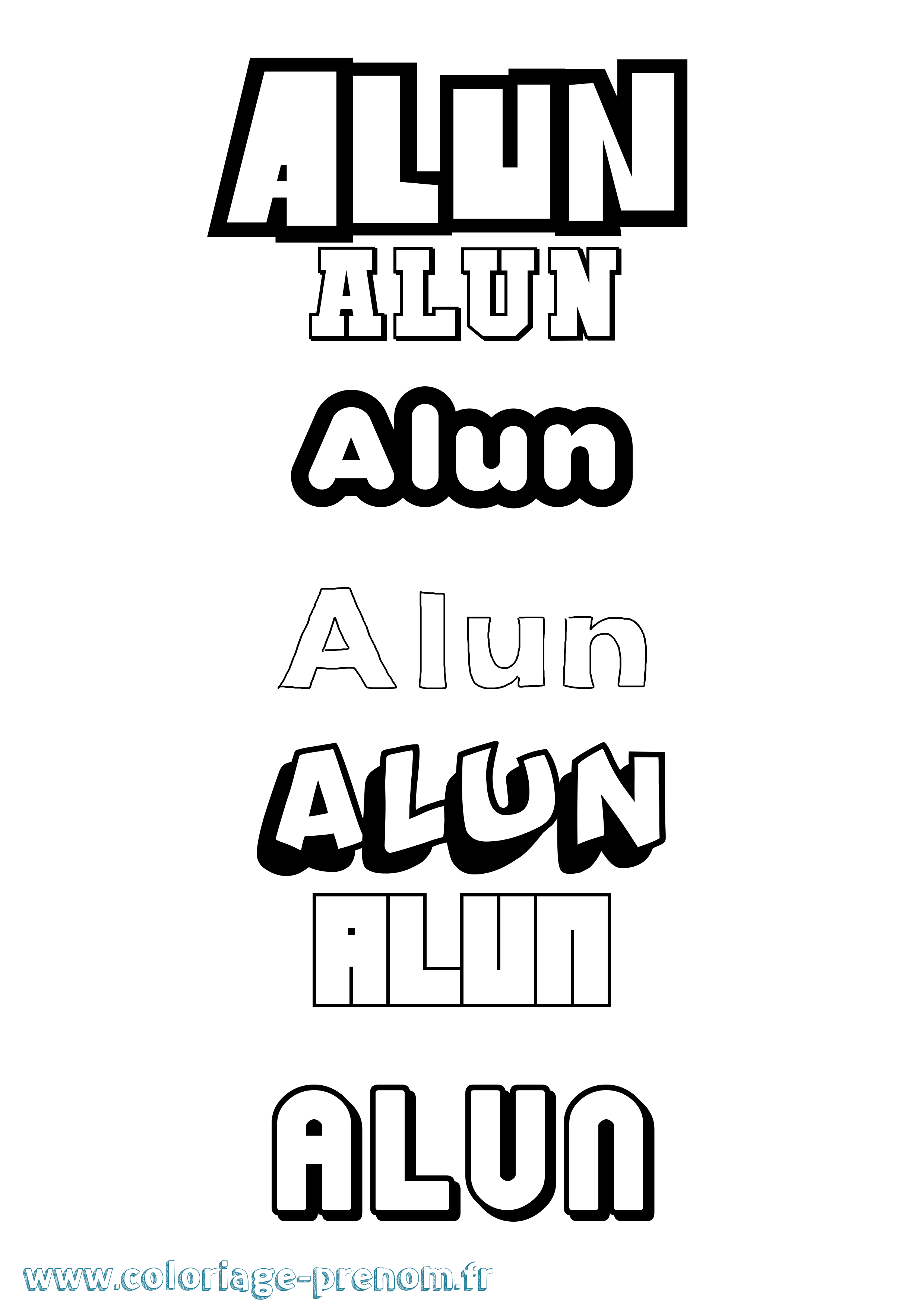 Coloriage prénom Alun Simple