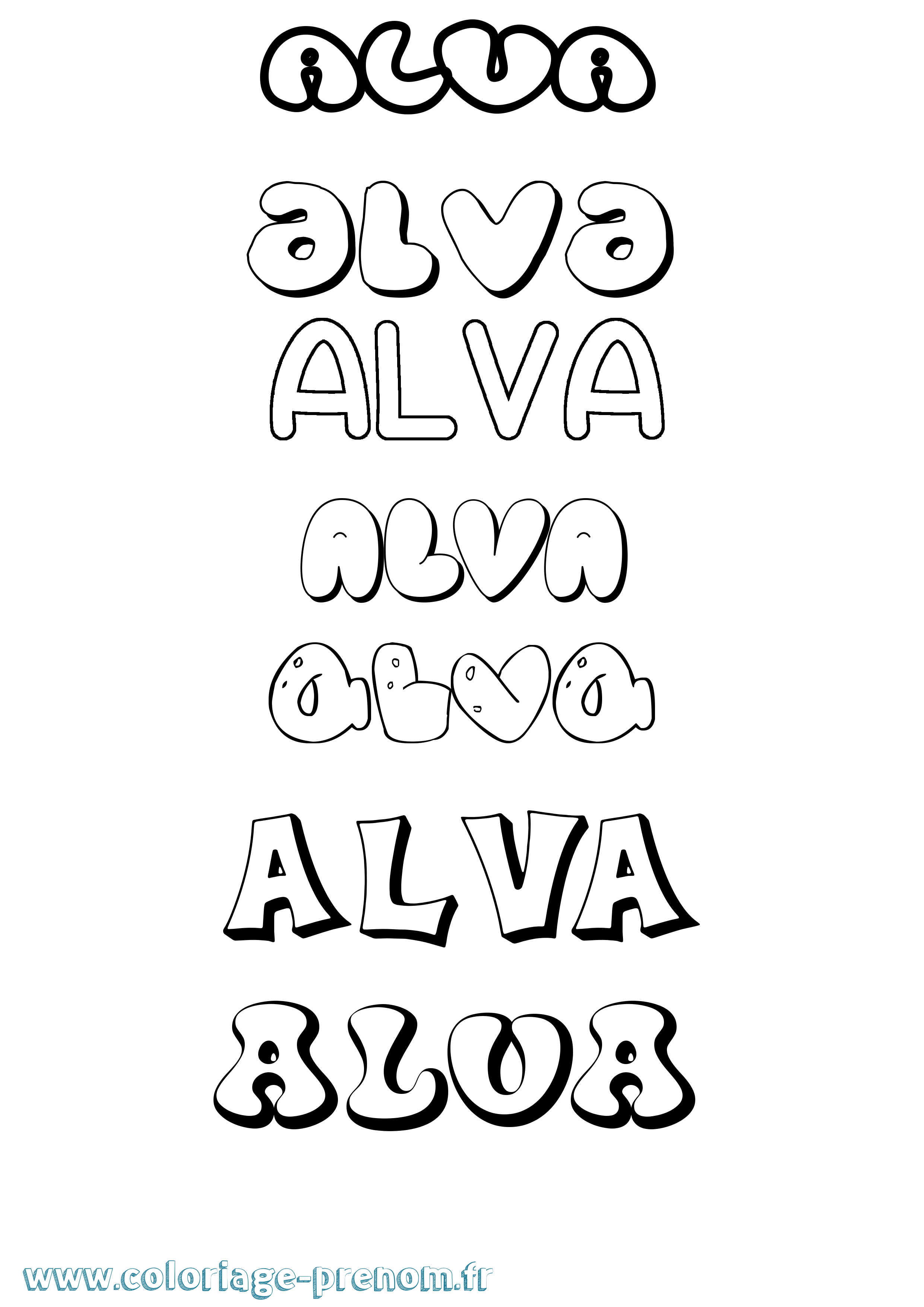 Coloriage Alva Bubble Coloriage prénom Alva Bubble