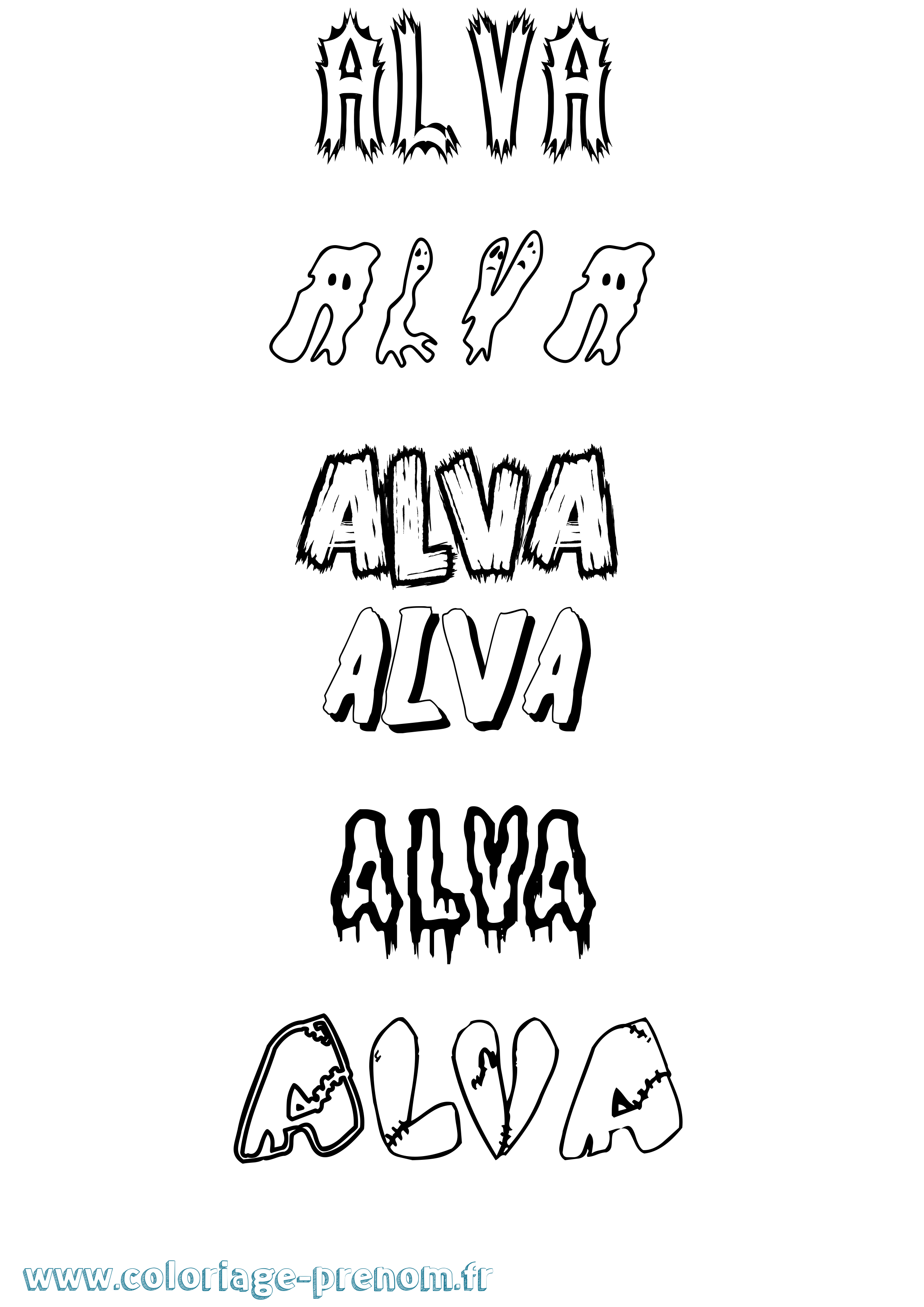 Coloriage Alva Frisson Coloriage prénom Alva Frisson