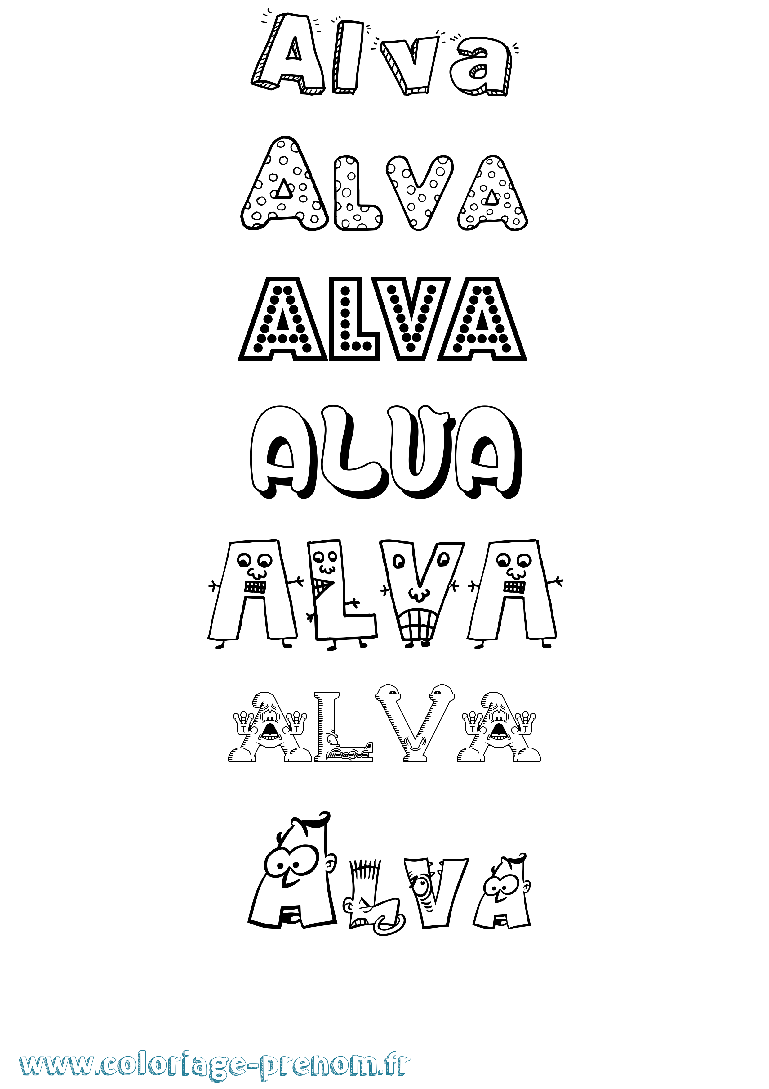 Coloriage Alva Fun Coloriage prénom Alva Fun