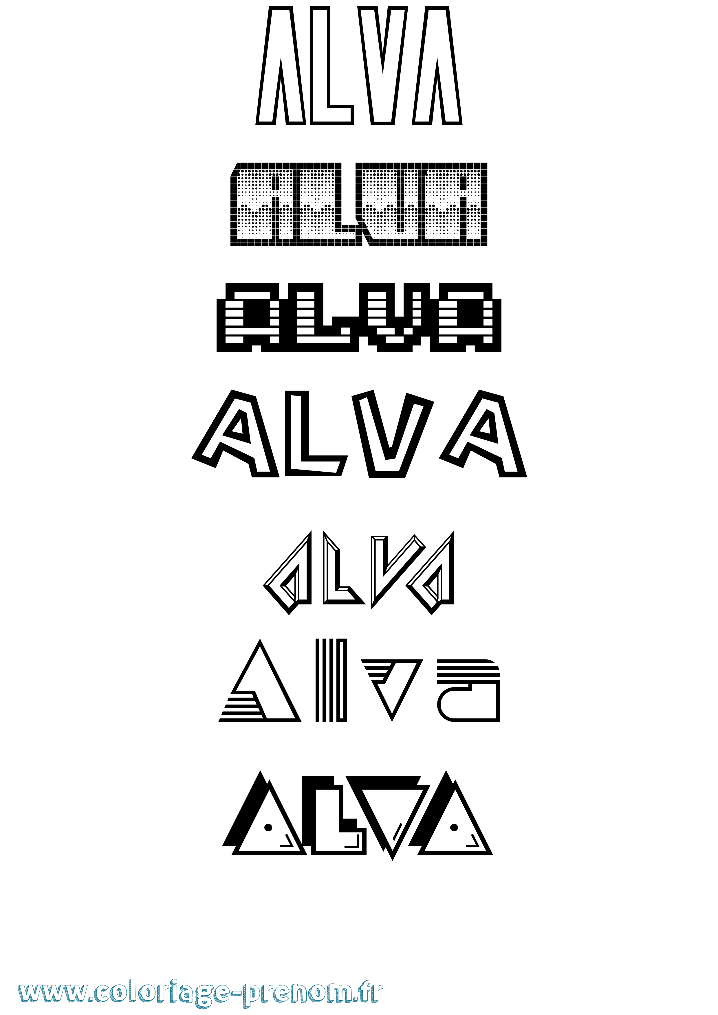 Coloriage Alva Jeux Vidéos Coloriage prénom Alva Jeux Vidéos