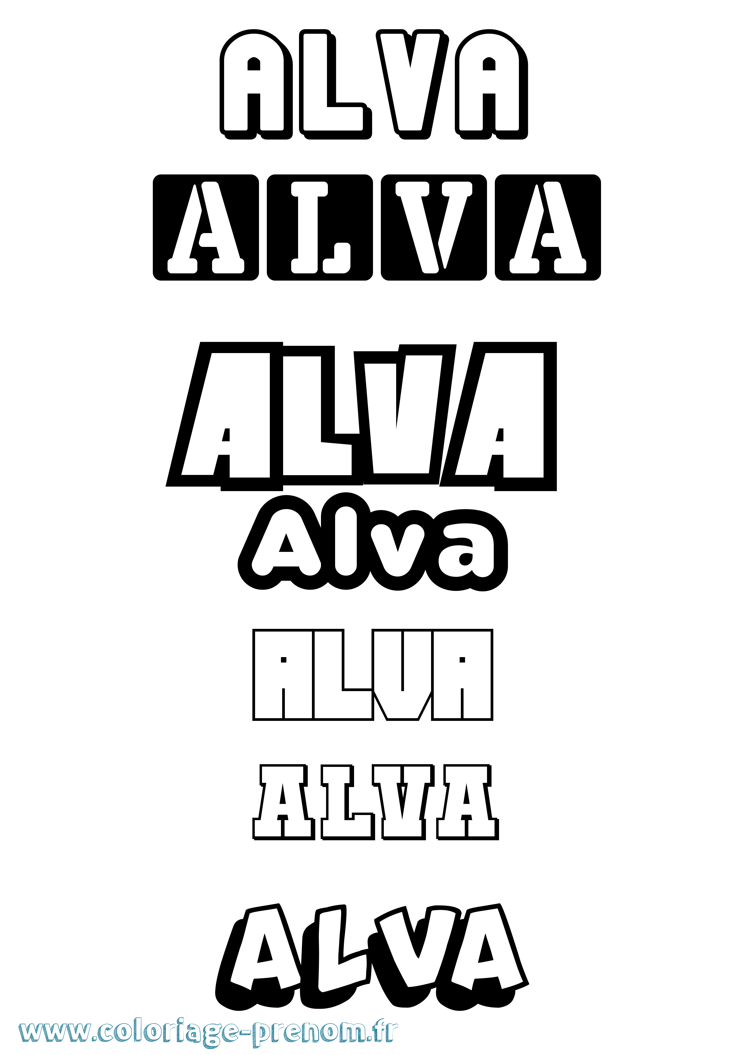 Coloriage Alva Simple Coloriage prénom Alva Simple