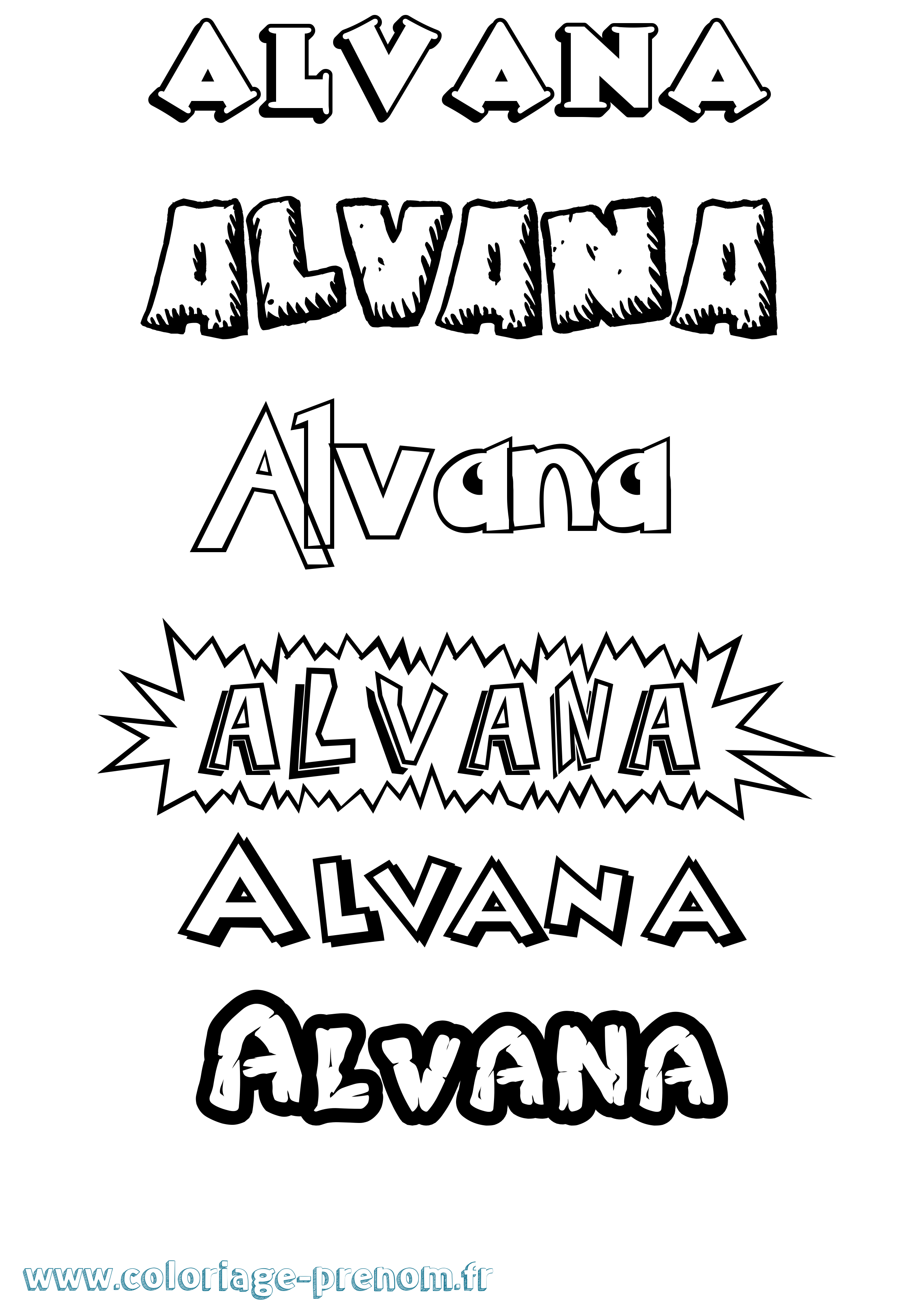 Coloriage prénom Alvana Dessin Animé