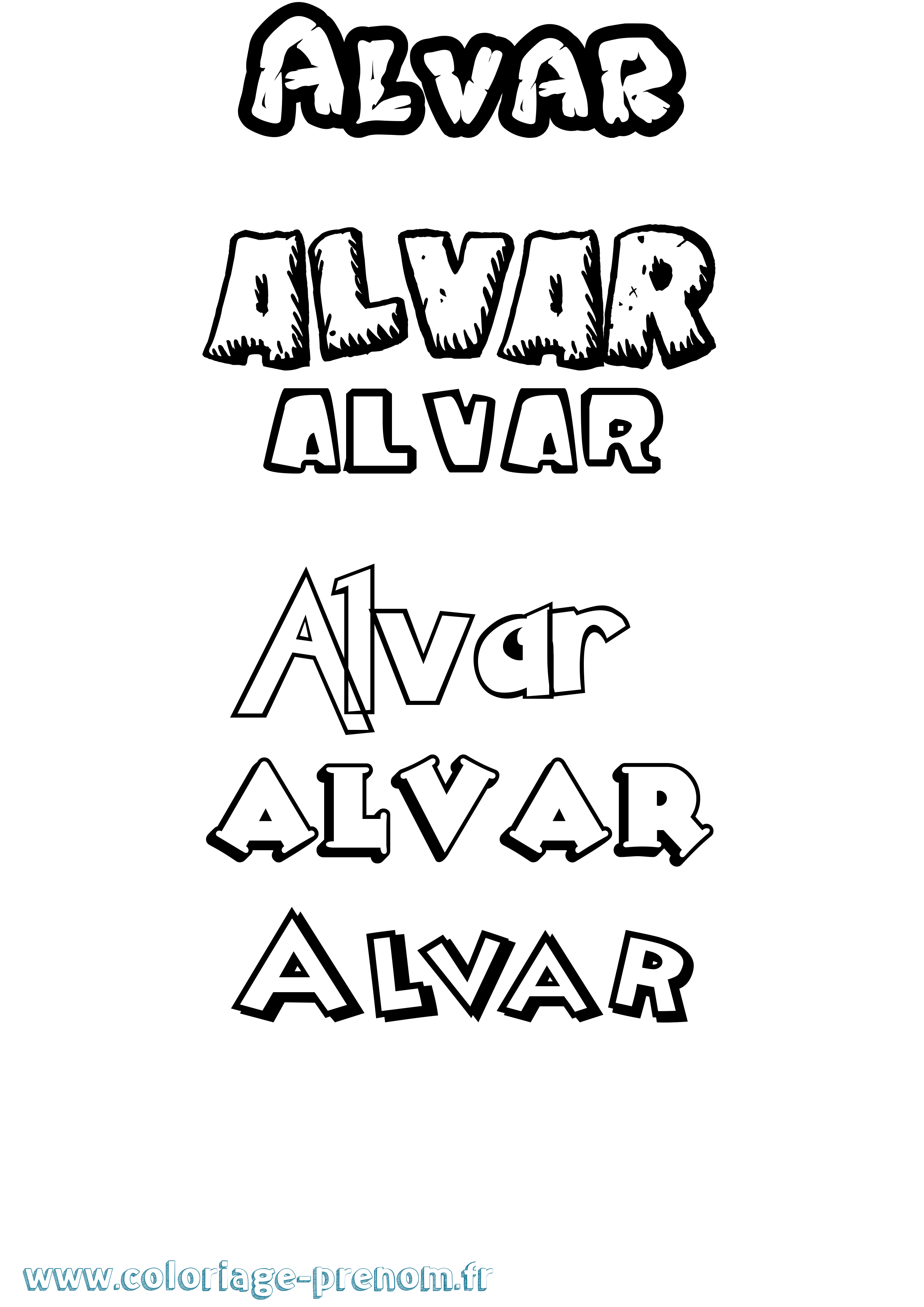 Coloriage prénom Alvar Dessin Animé
