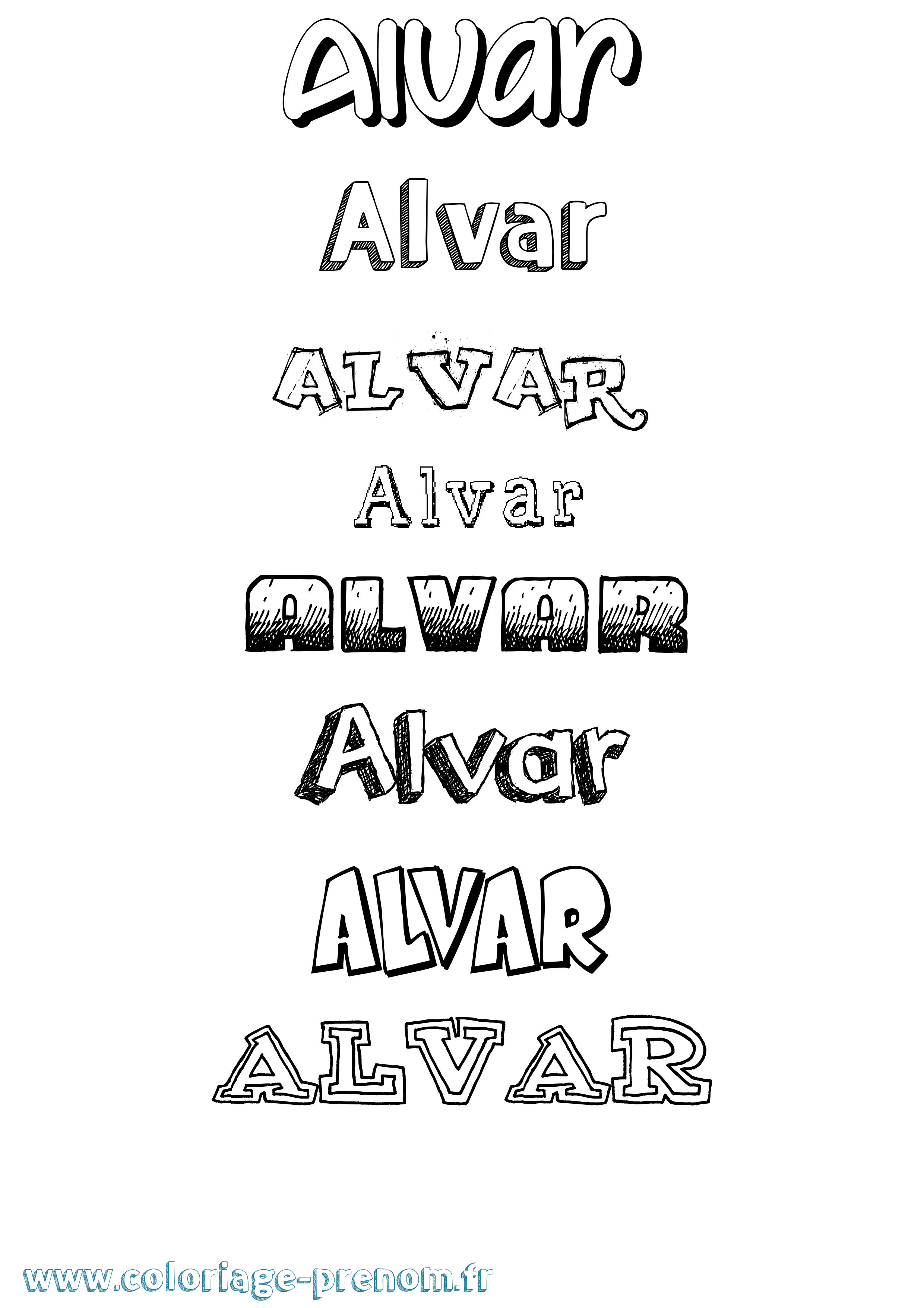 Coloriage prénom Alvar Dessiné
