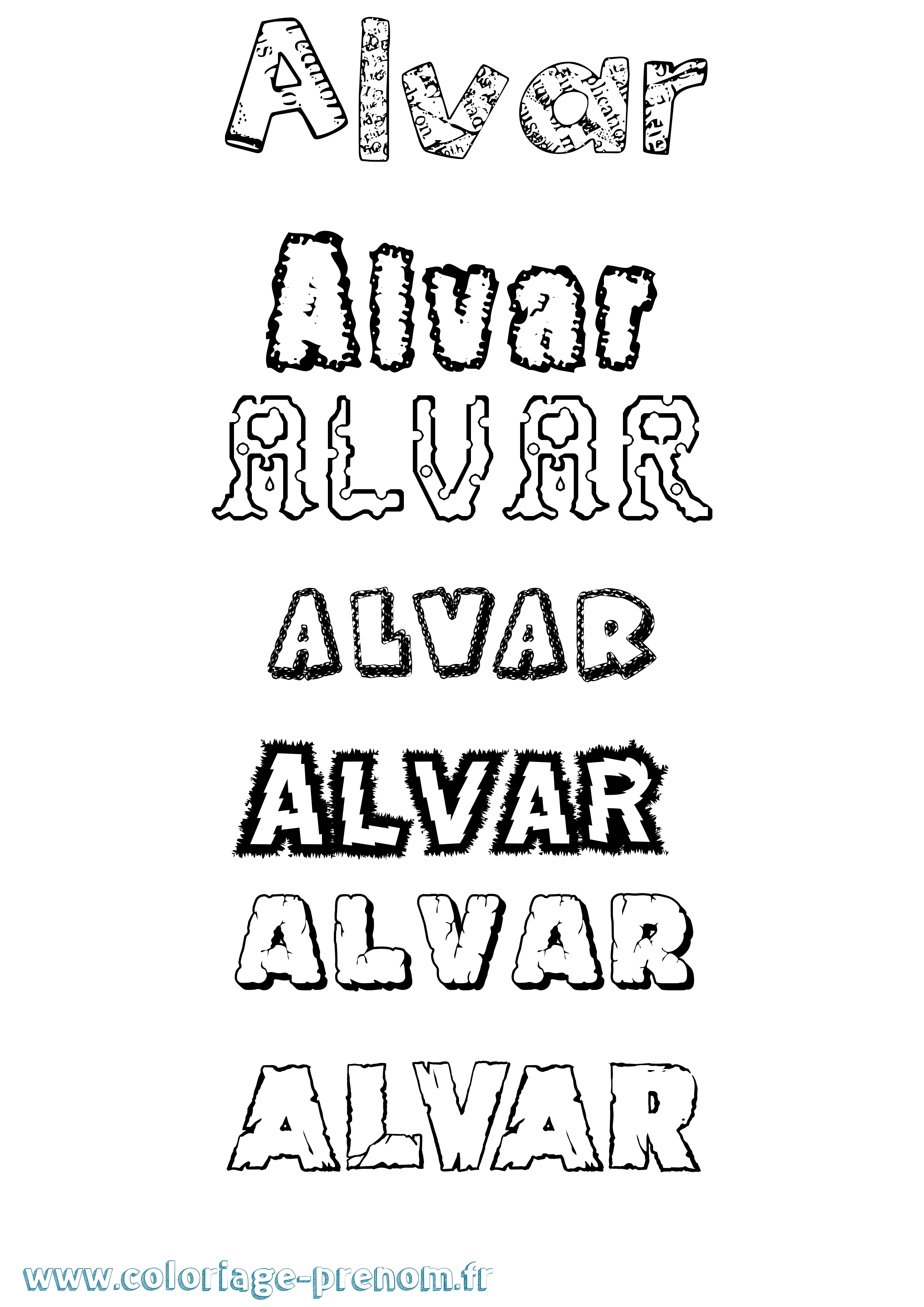 Coloriage prénom Alvar Destructuré