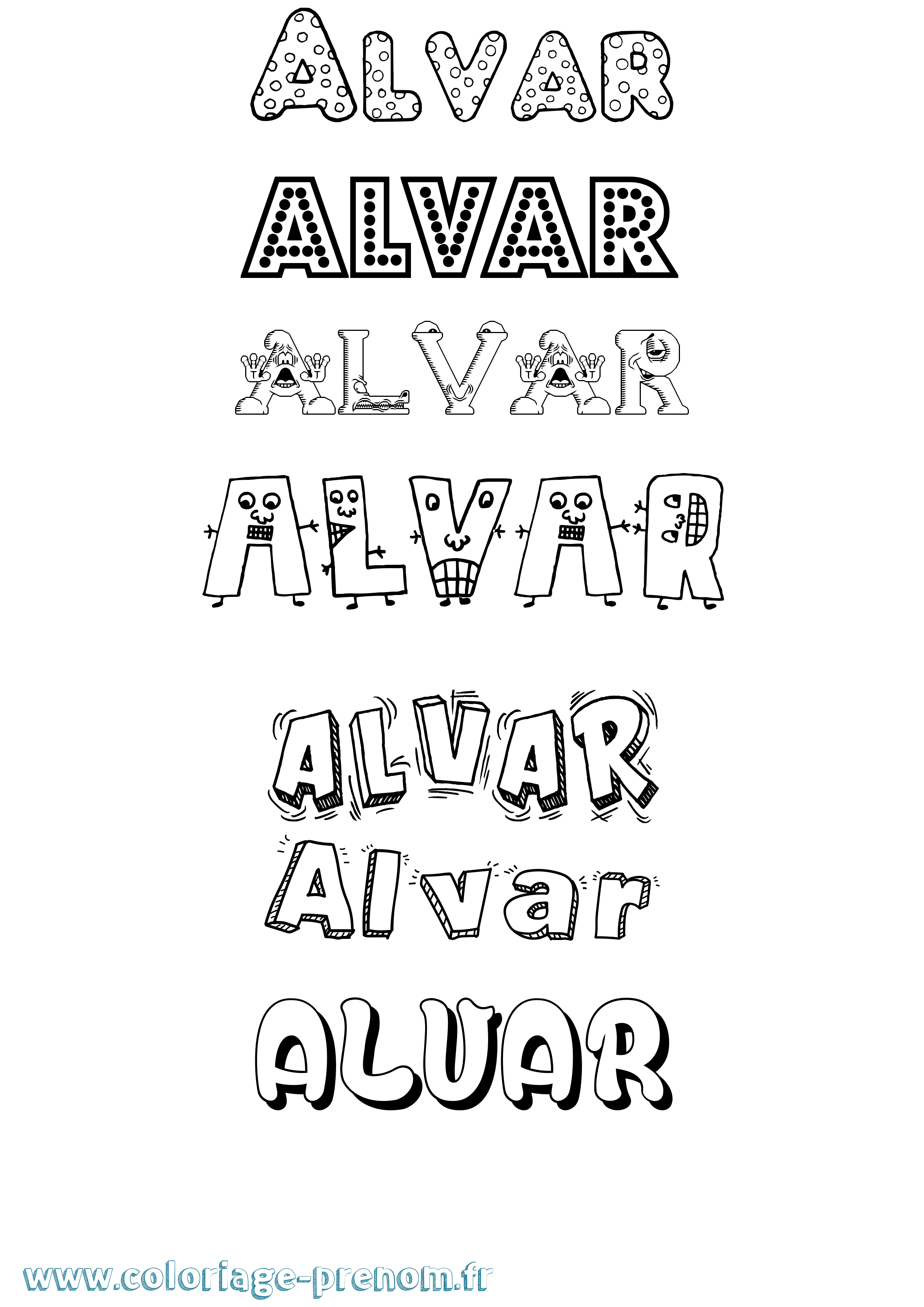 Coloriage prénom Alvar Fun