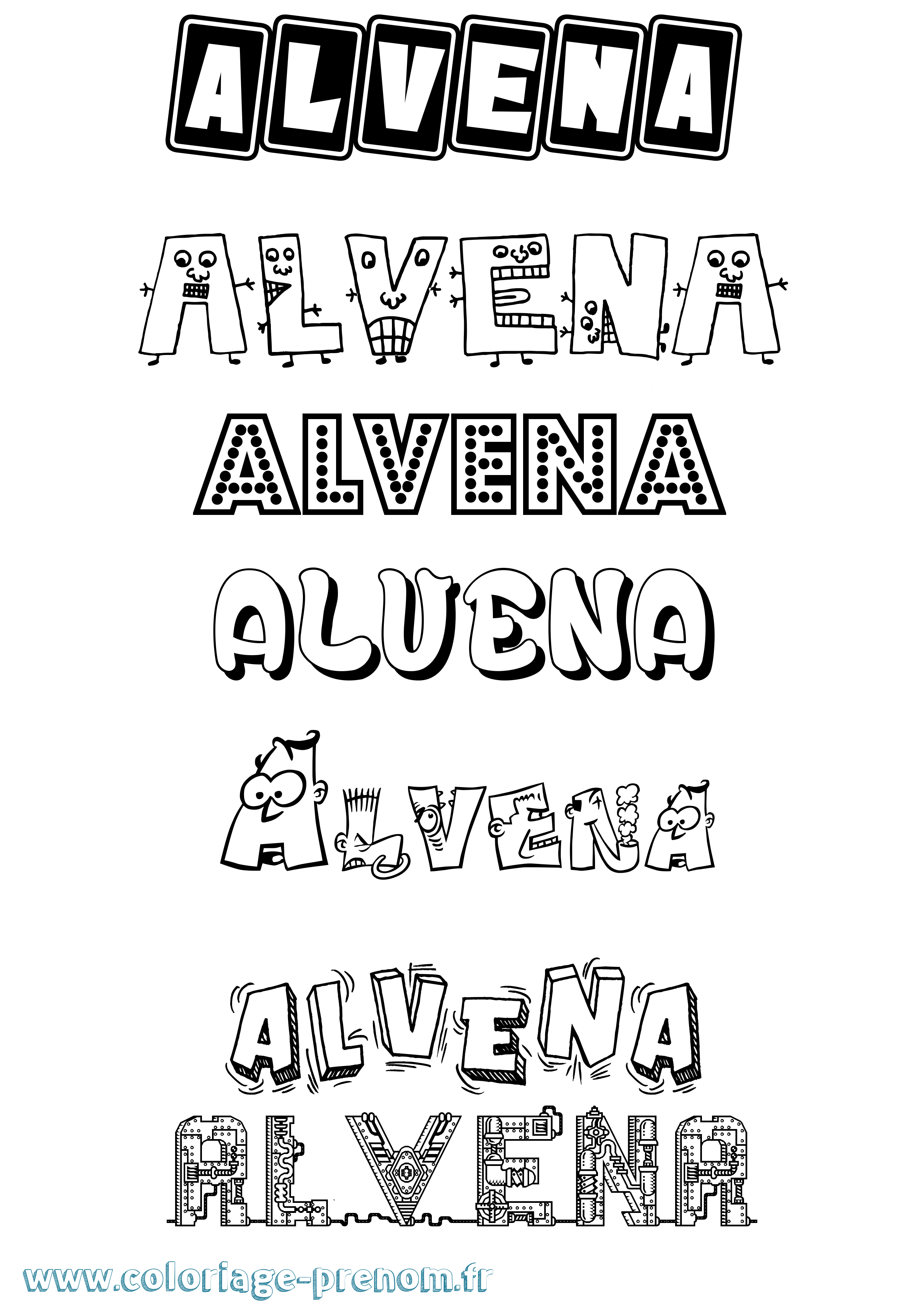 Coloriage prénom Alvena Fun