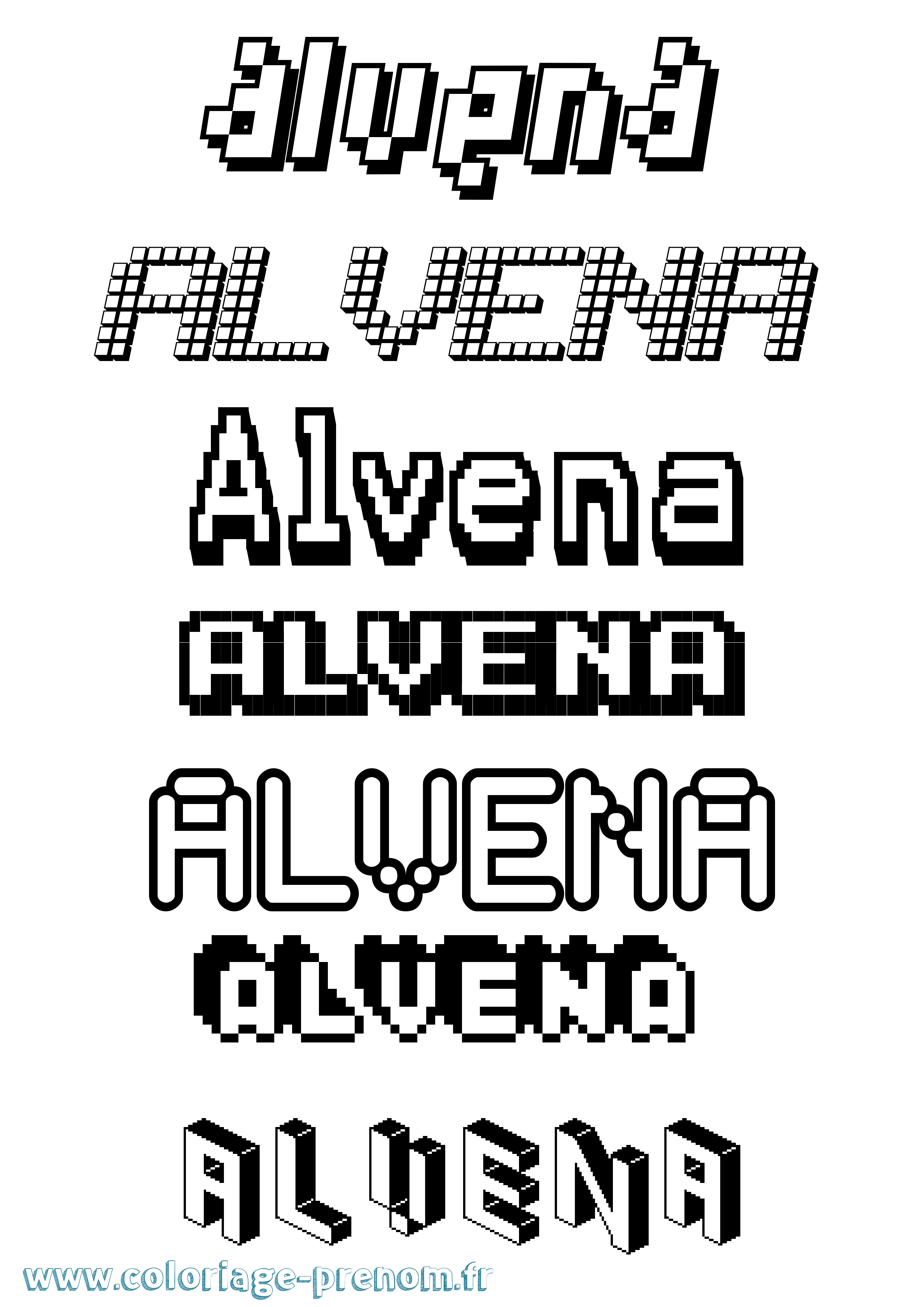 Coloriage prénom Alvena Pixel