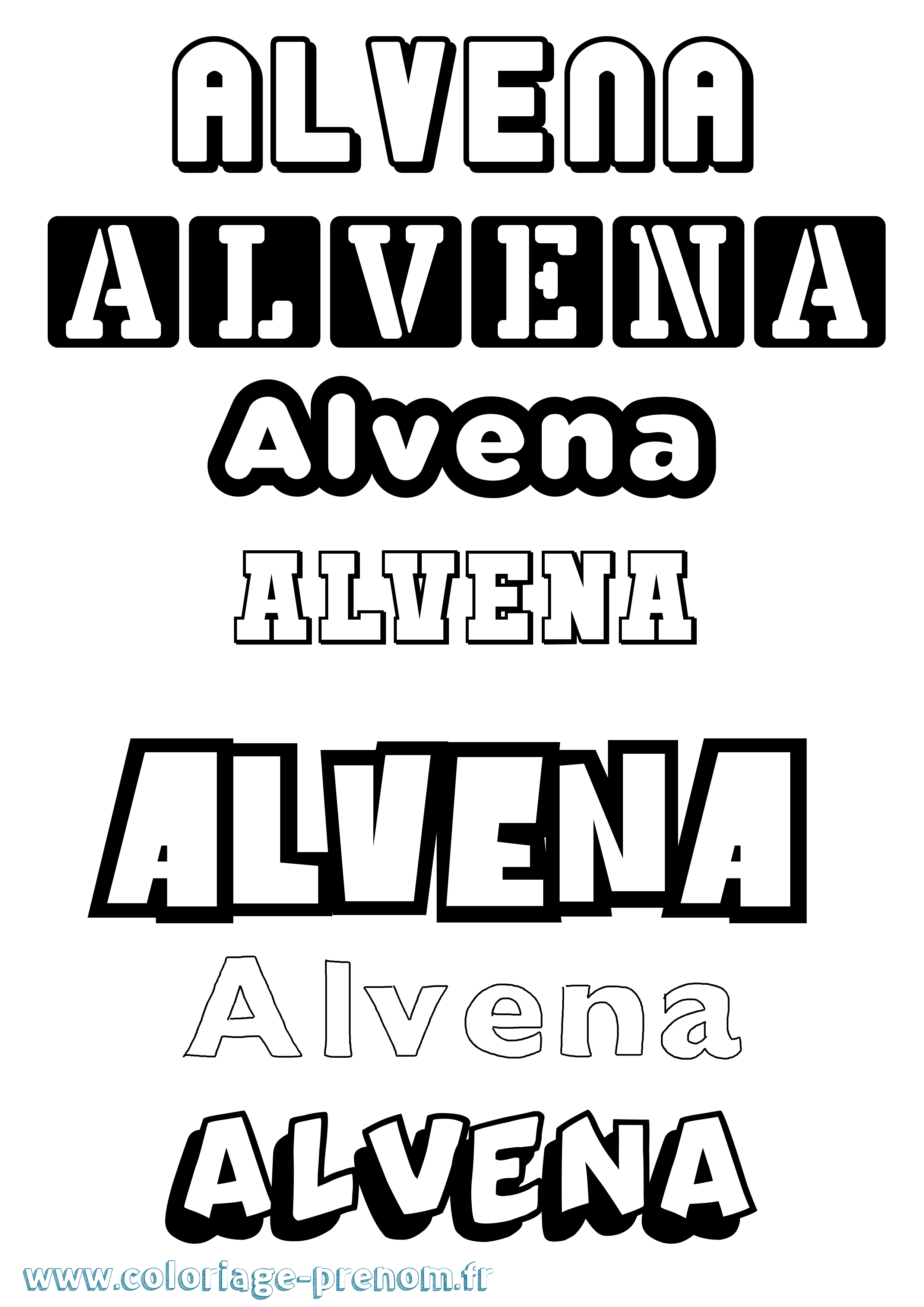 Coloriage prénom Alvena Simple
