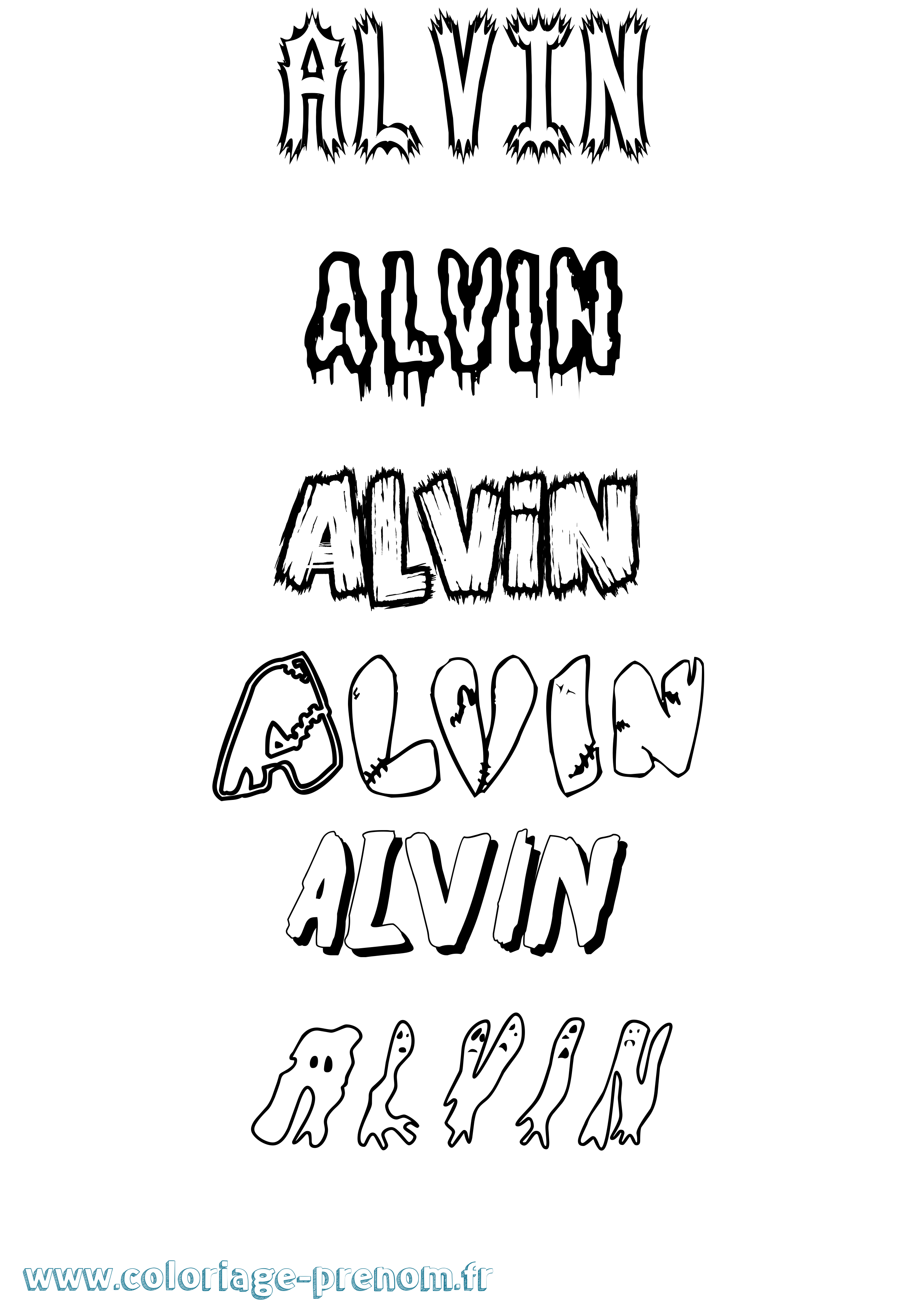 Coloriage prénom Alvin Frisson