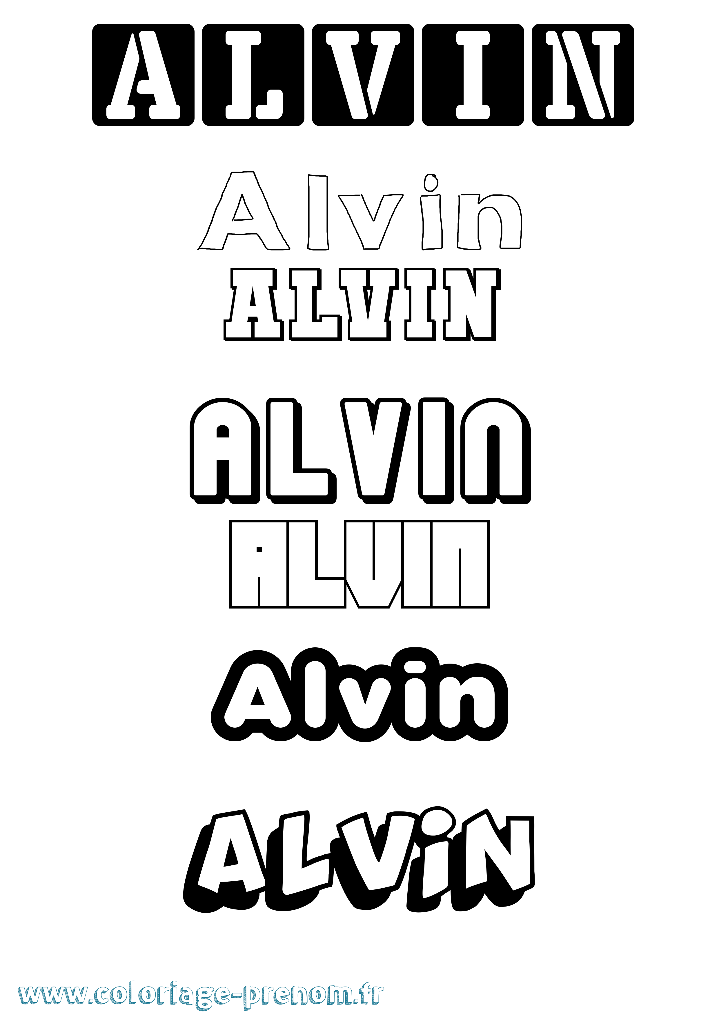 Coloriage prénom Alvin Simple