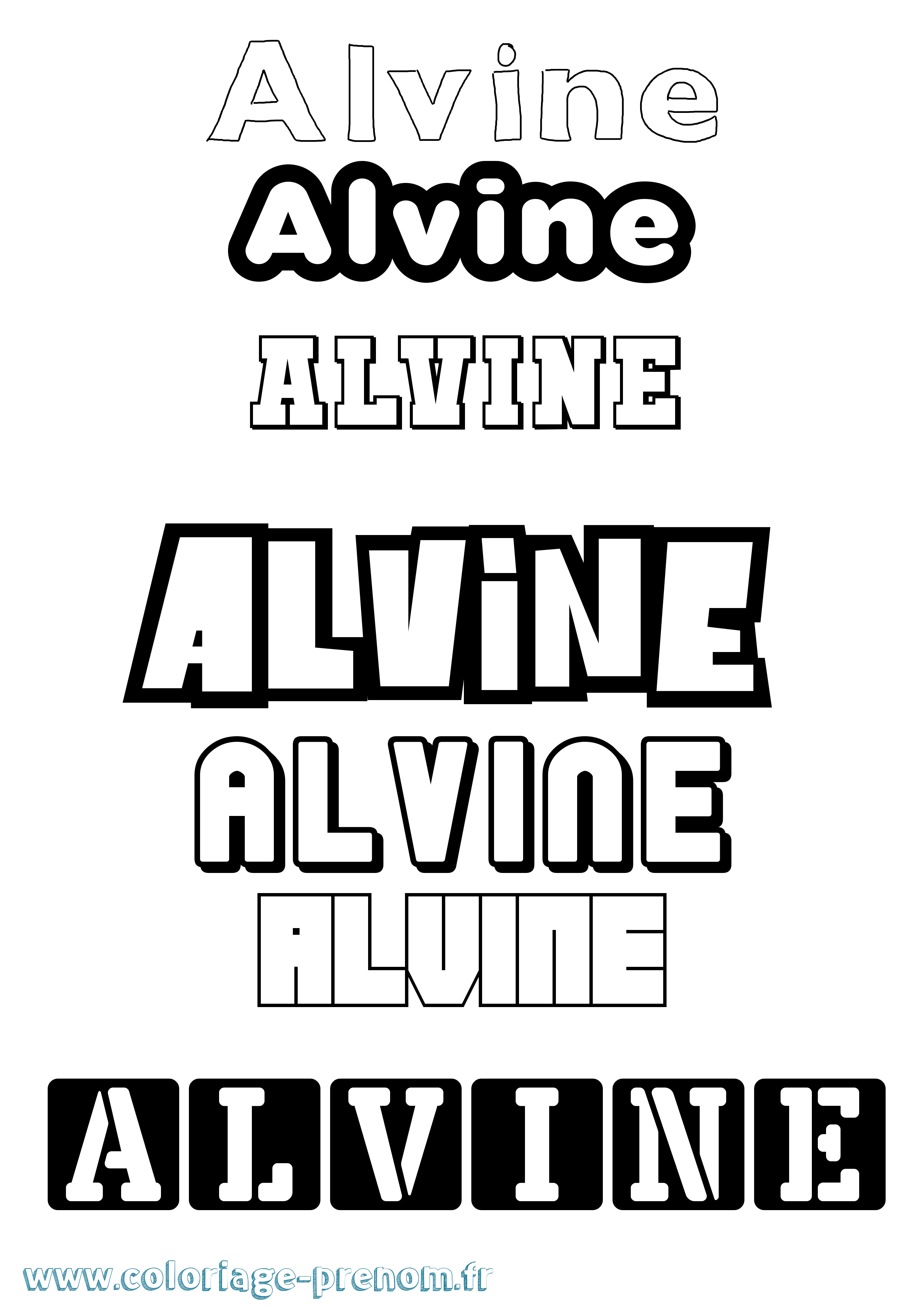 Coloriage prénom Alvine Simple