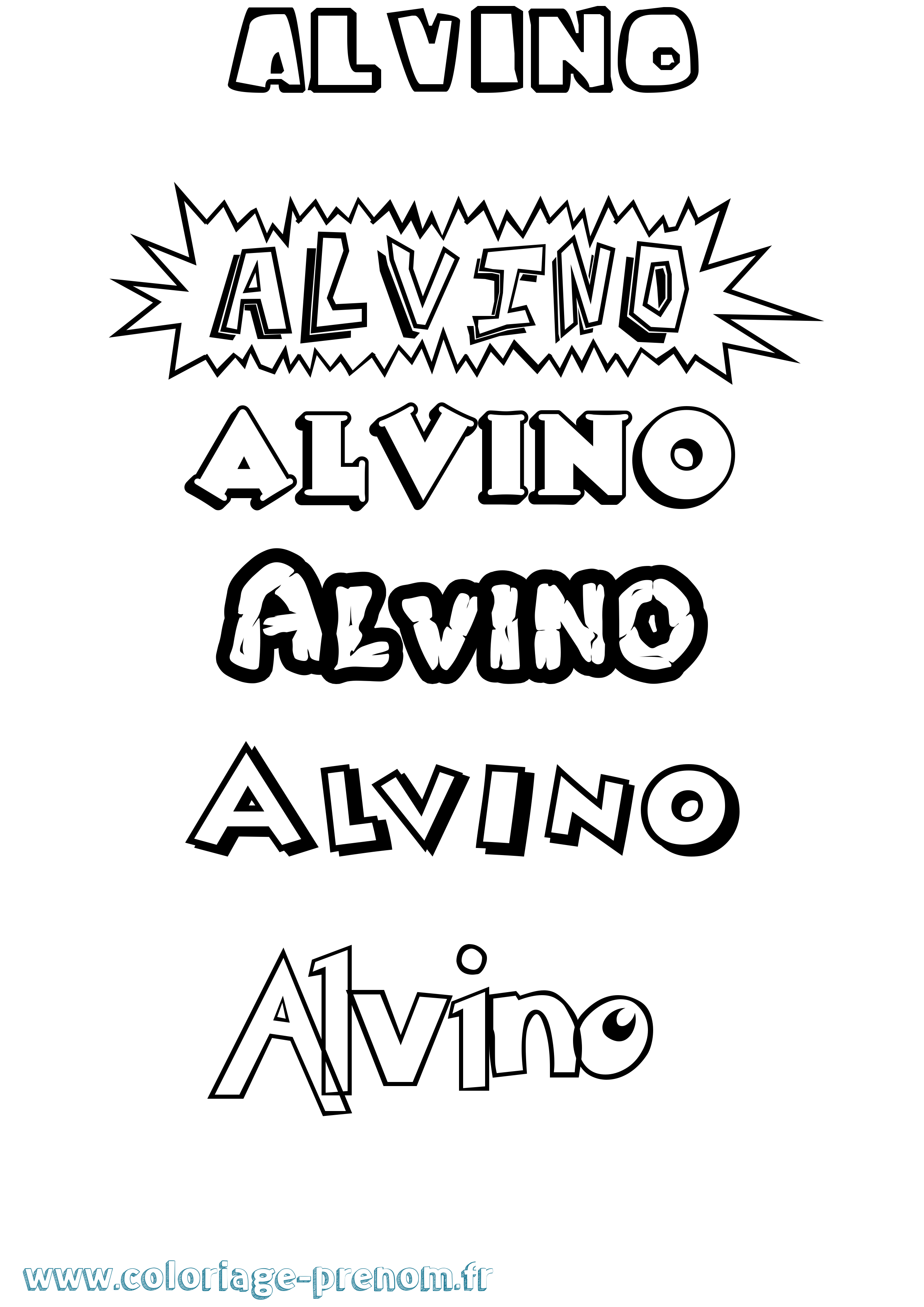 Coloriage prénom Alvino Dessin Animé