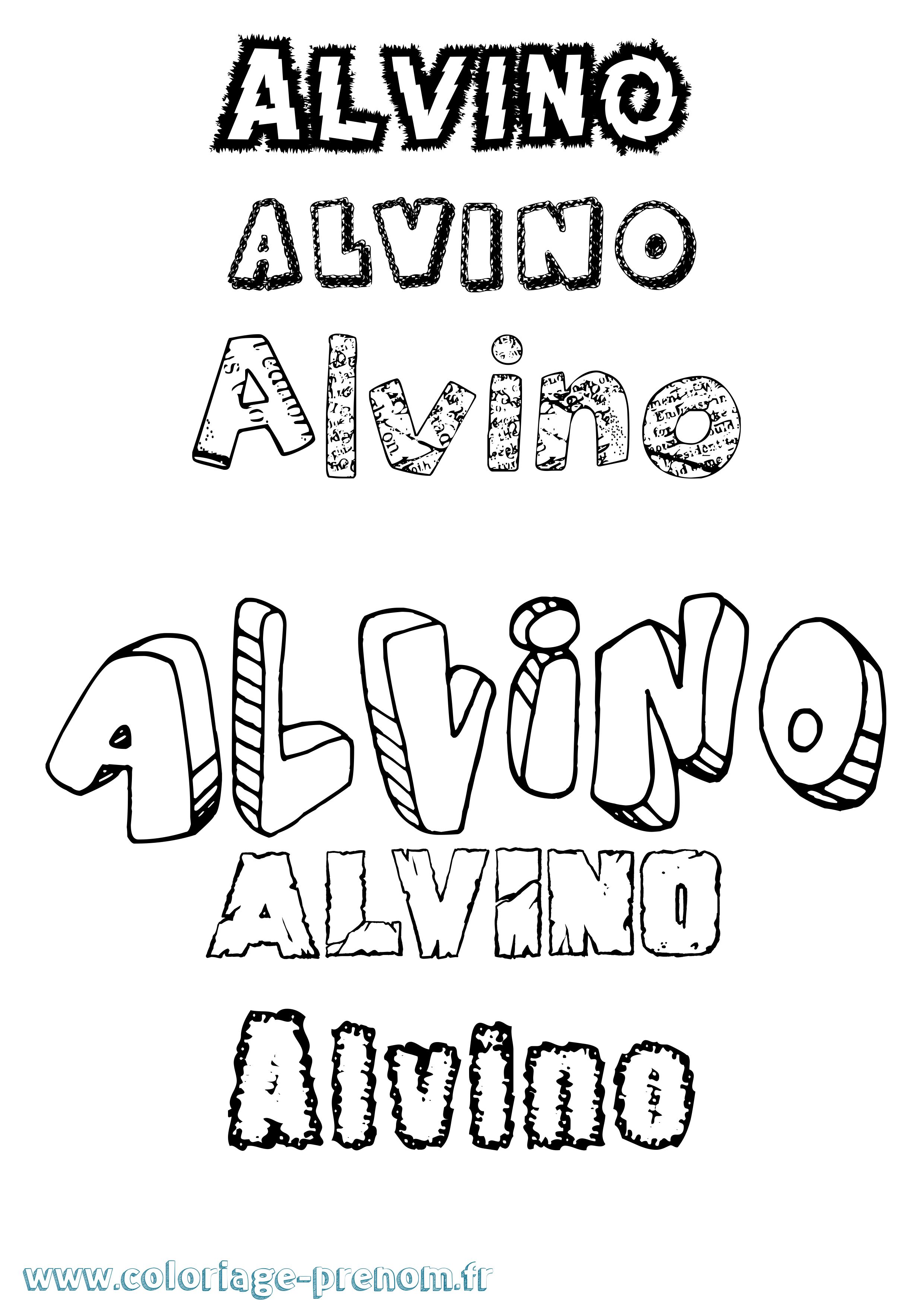 Coloriage prénom Alvino Destructuré
