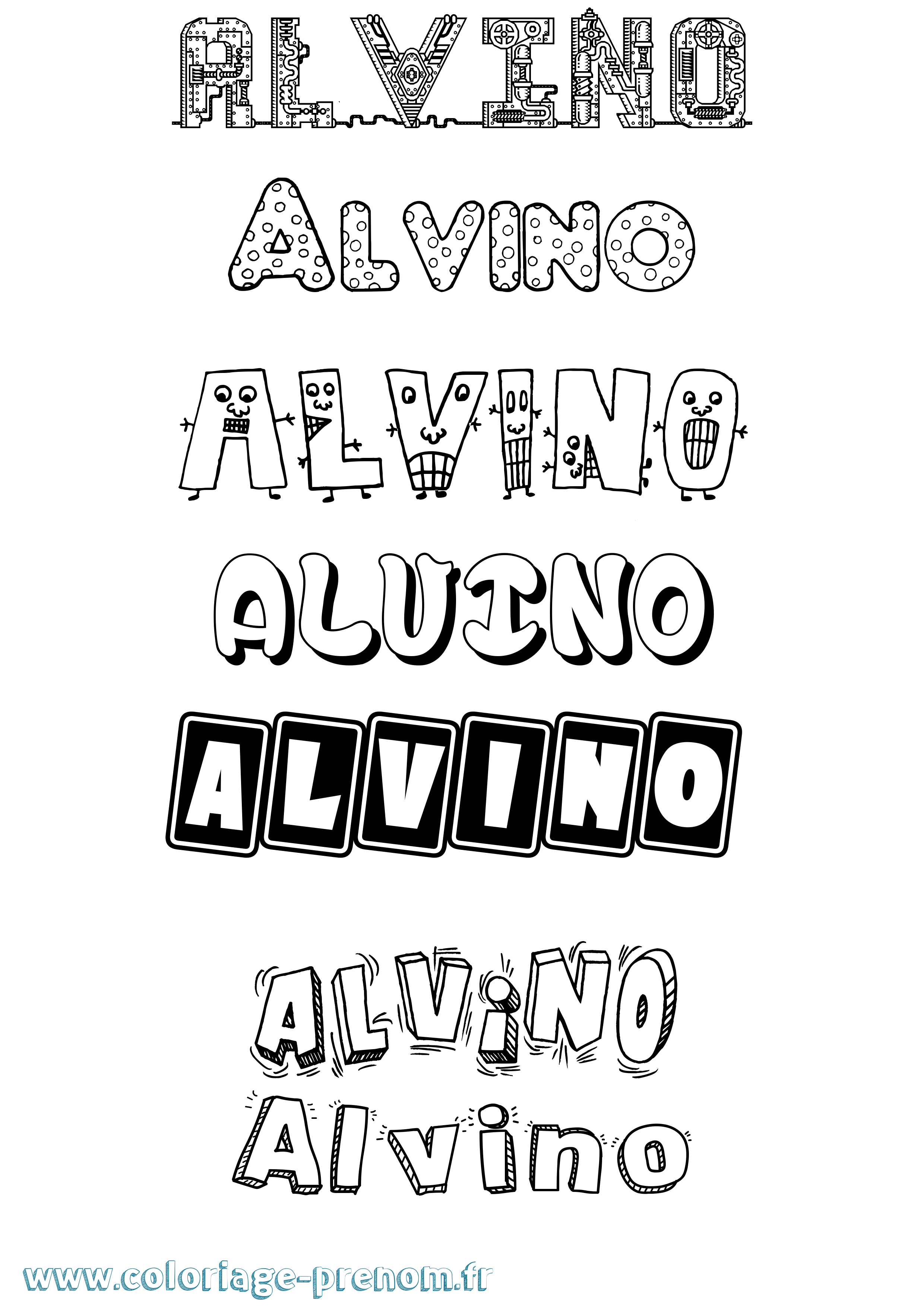 Coloriage prénom Alvino Fun