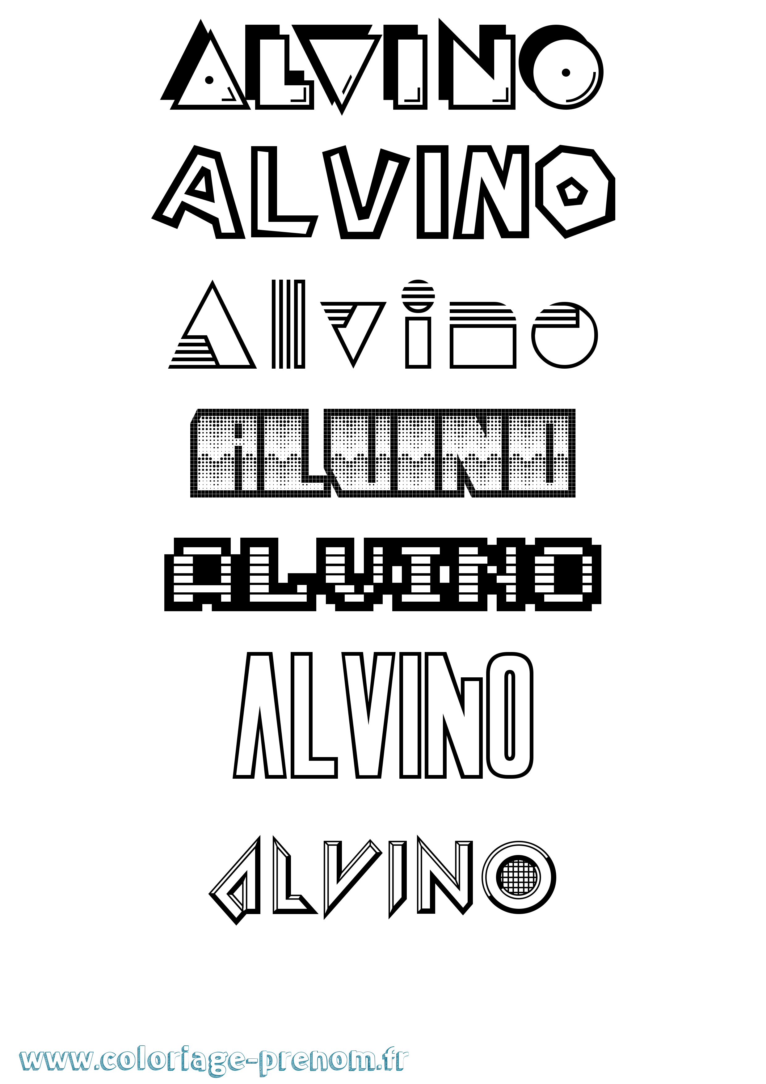 Coloriage prénom Alvino Jeux Vidéos