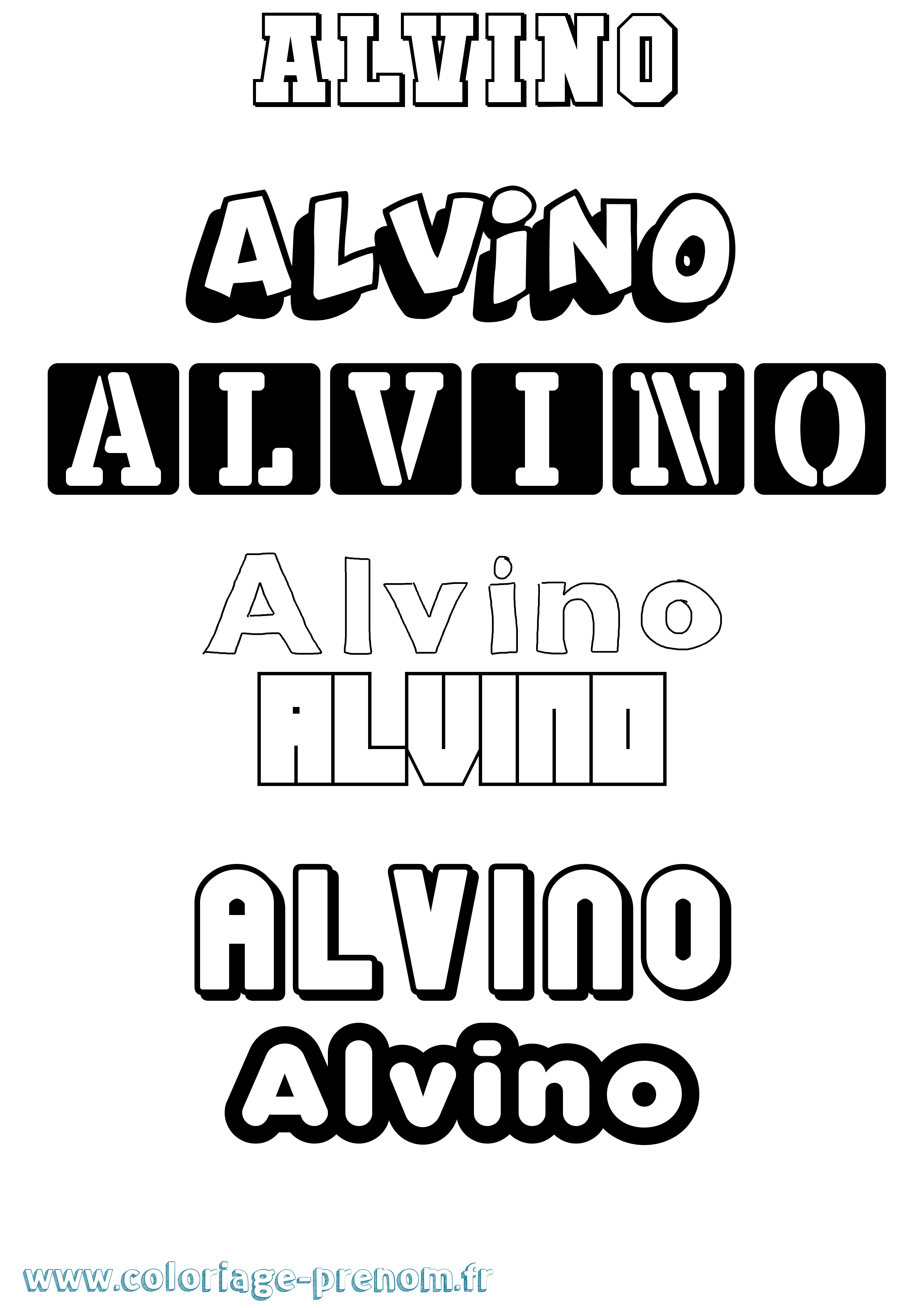 Coloriage prénom Alvino Simple