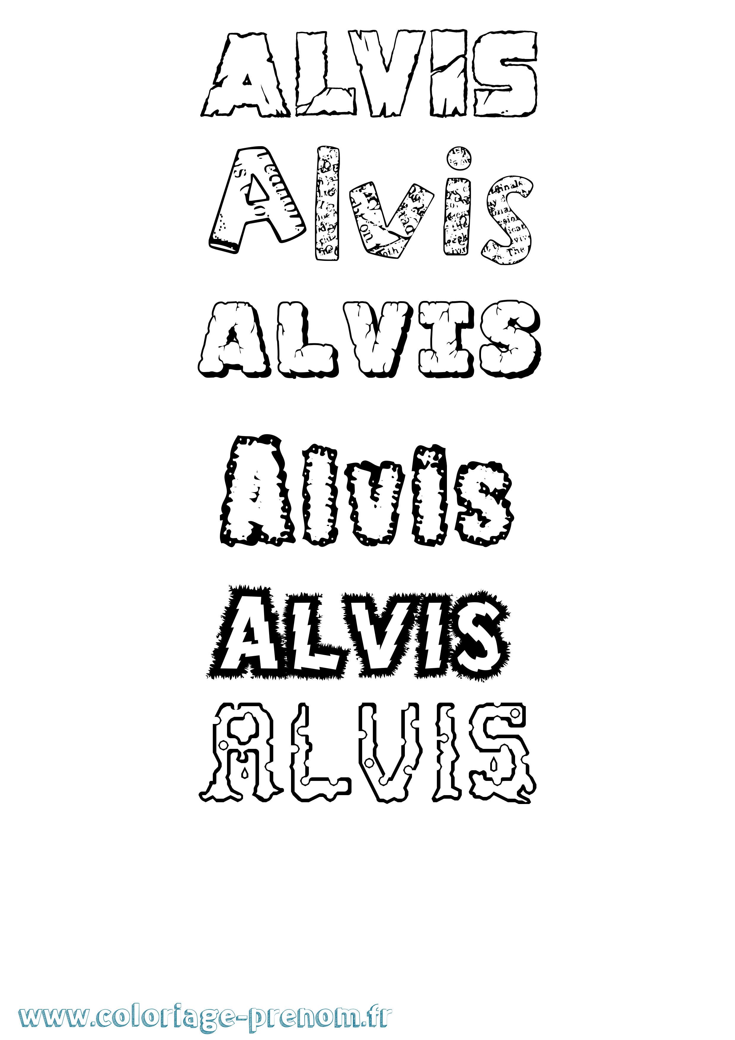 Coloriage prénom Alvis Destructuré