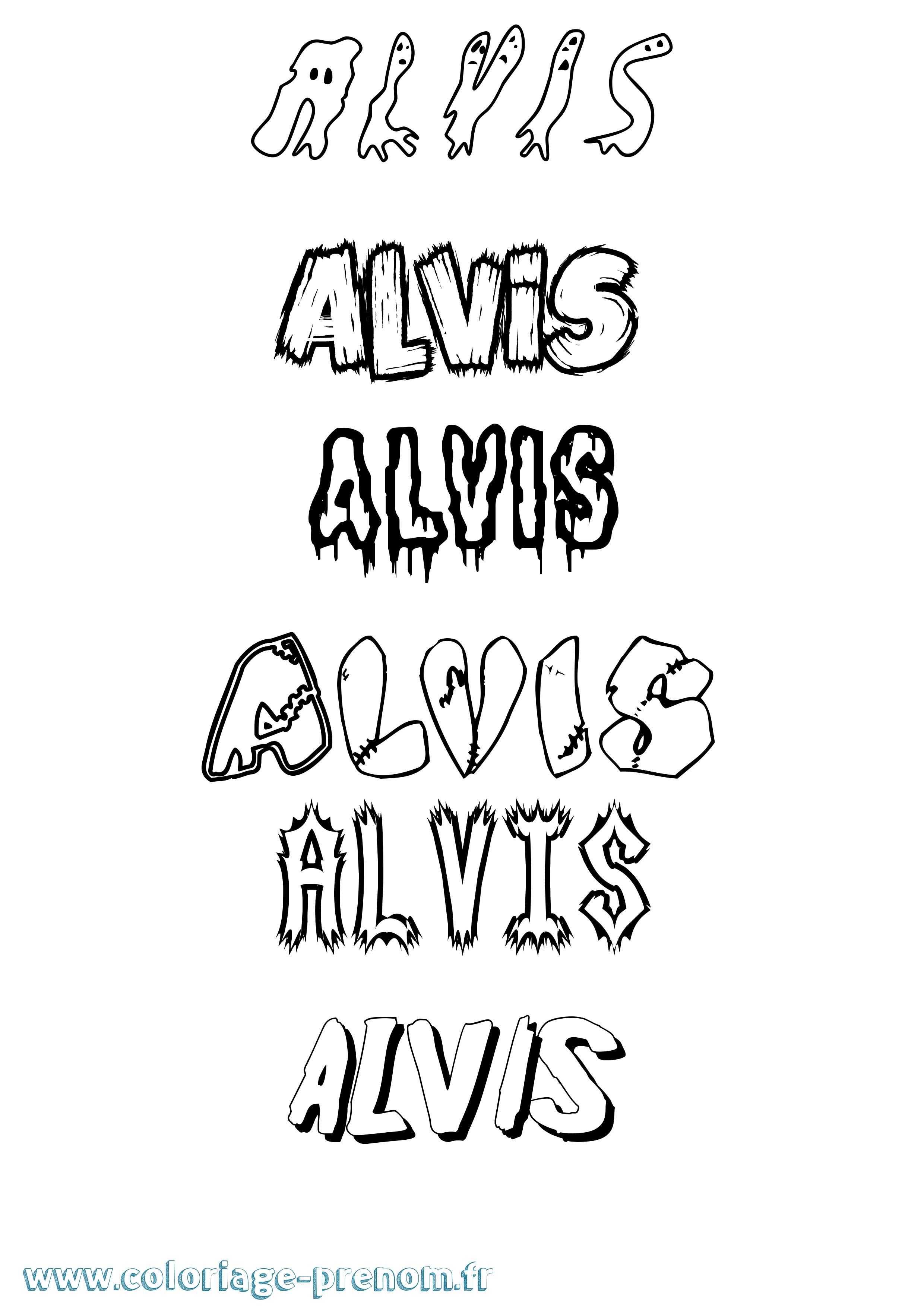 Coloriage prénom Alvis Frisson